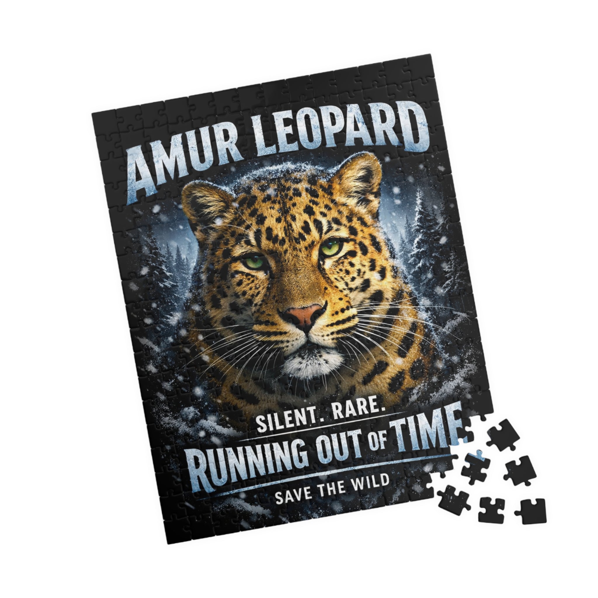 Amur Leopard Puzzle — "Running Out of Time" Wildlife Conservation Jigsaw (252–1014 pcs)