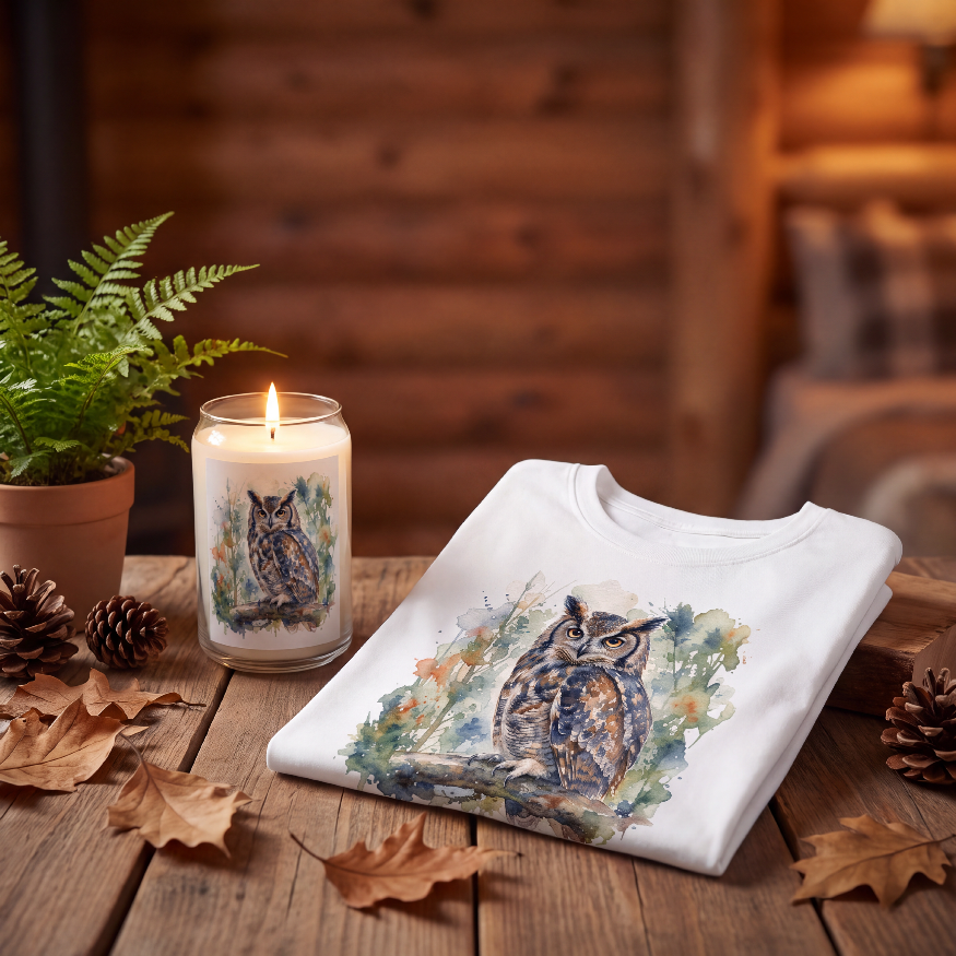 Teacher Owl Tee and Candle Gift Set