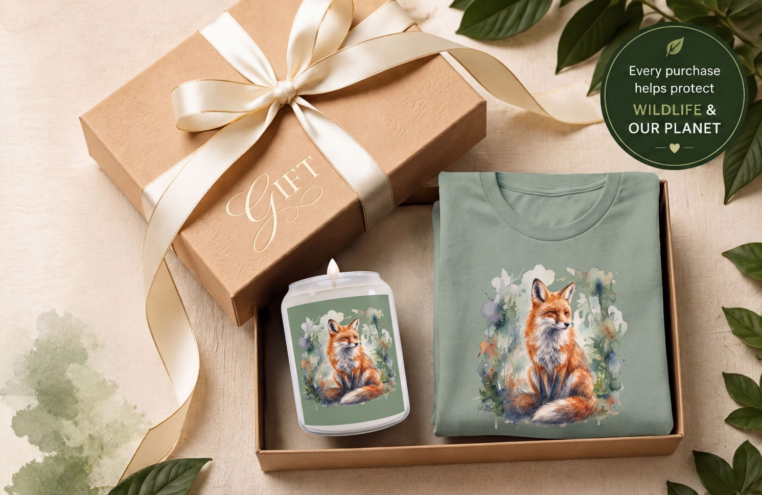 Teacher Fox Tee and Candle Gift Set