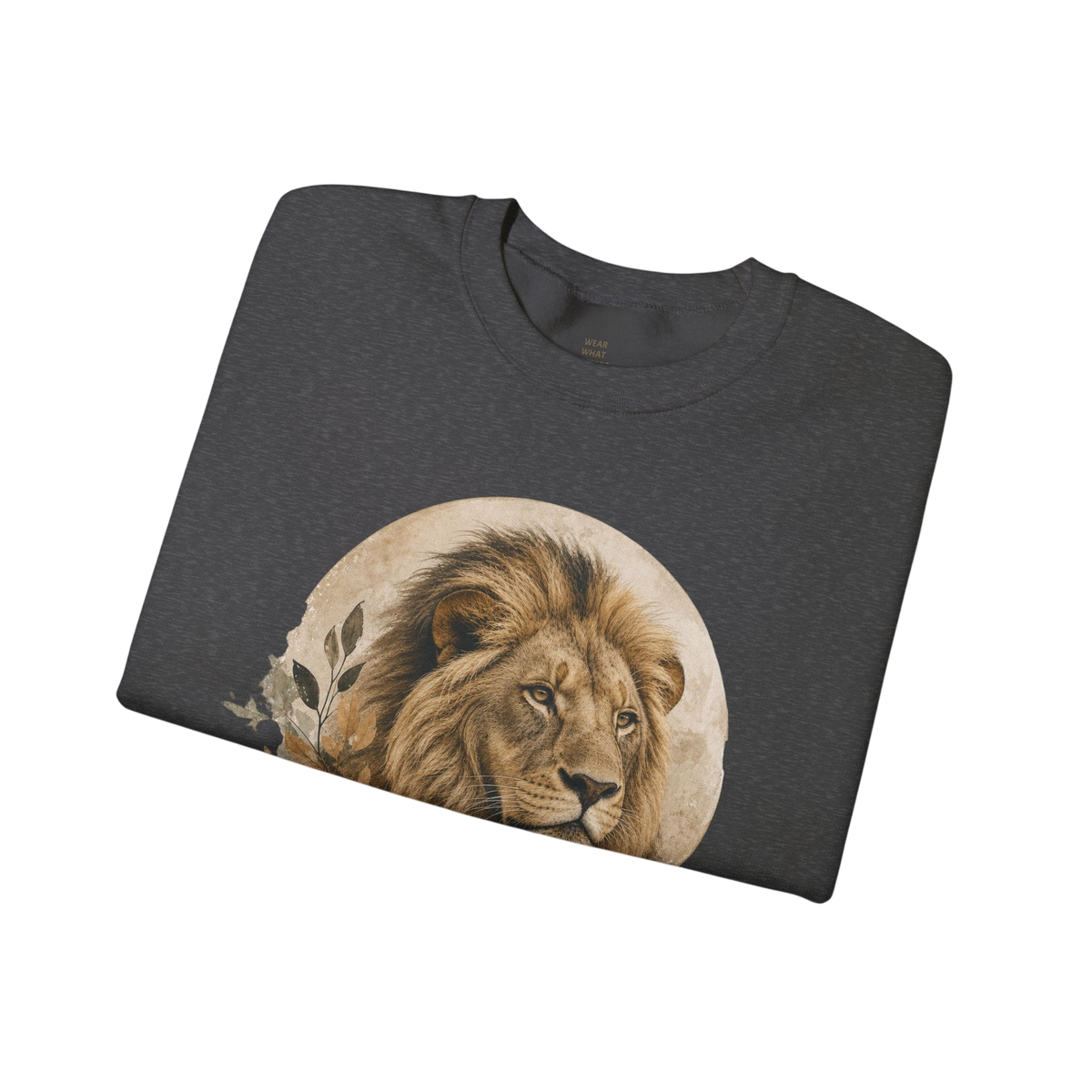 Lion Big Cats Crewneck Sweatshirt – Majestic Wildlife Graphic in Charcoal