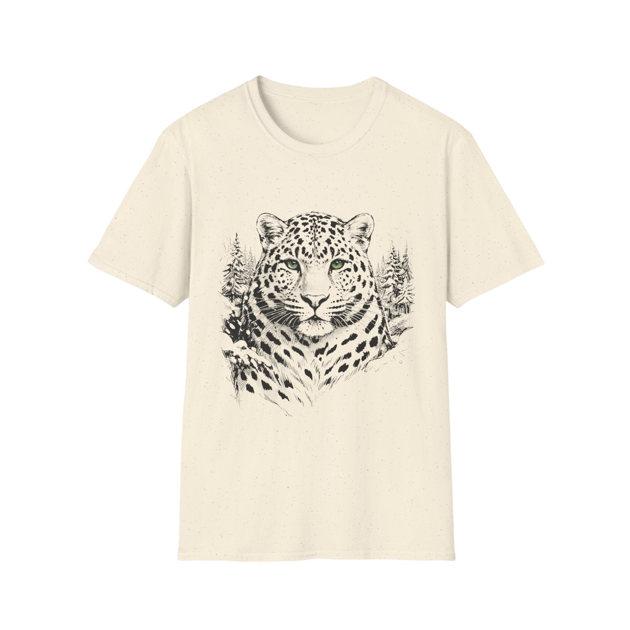 Leopard Portrait T-Shirt — Striking Green-Eyed Big Cat Graphic Tee