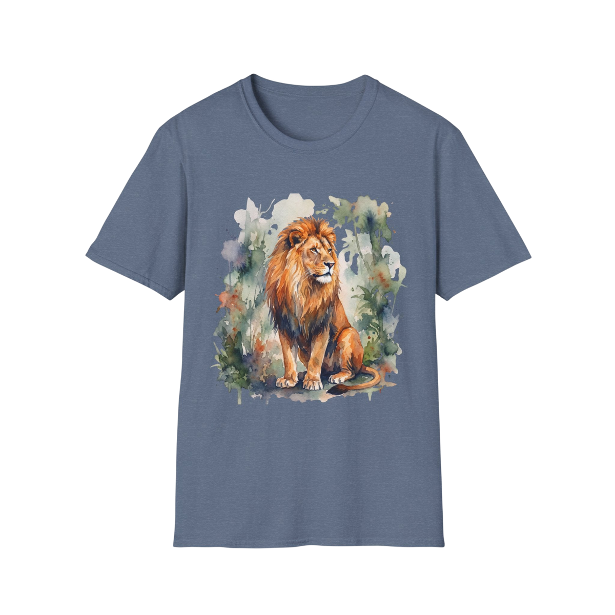 Lion Watercolor T‑Shirt — Gildan Majestic Lion Art Tee