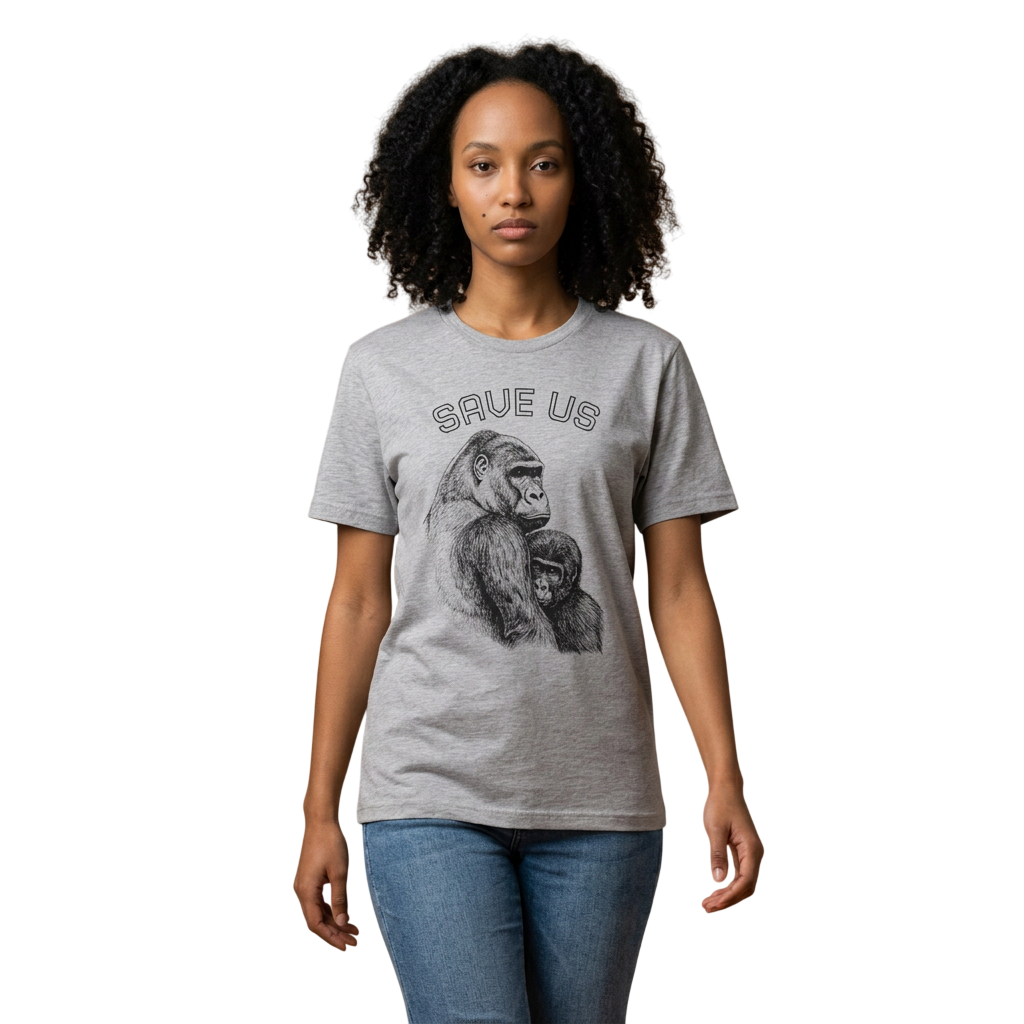 T-Shirt — "Save Us" Gorilla Conservation Tee