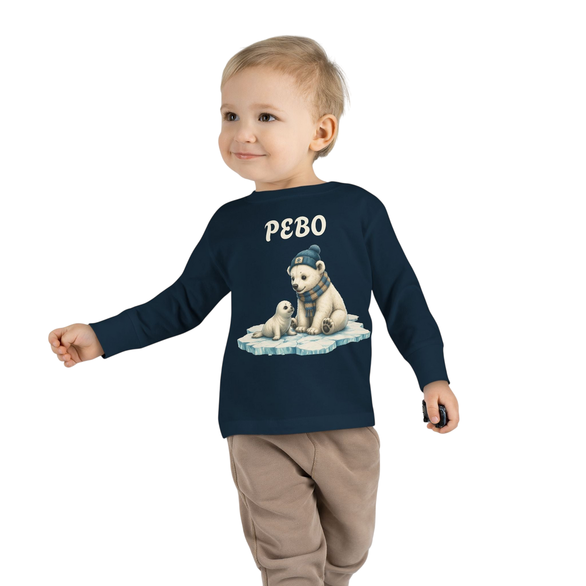 Toddler Long Sleeve Tee — Cozy Polar Bear & Seal Winter Shirt ("PEBO" Design)