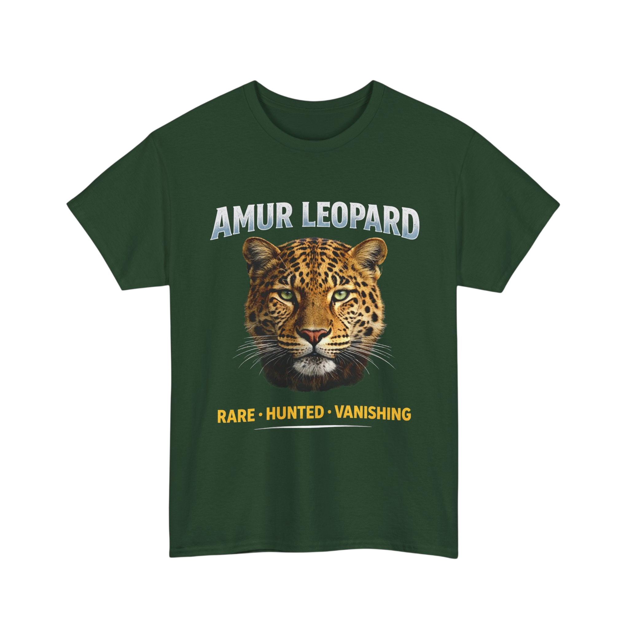 Amur Leopard Conservation Tee — 'Rare • Hunted • Vanishing' Wildlife T-Shirt