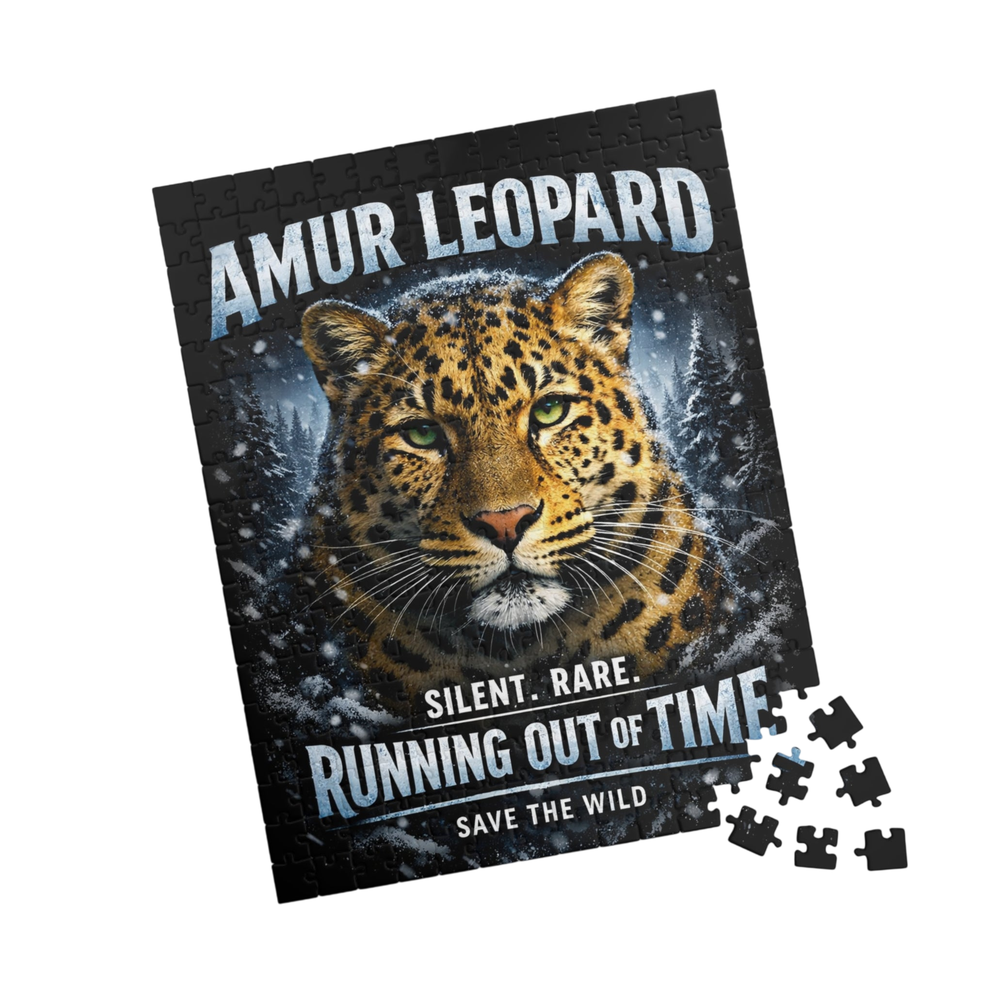 Amur Leopard Puzzle — "Running Out of Time" Wildlife Conservation Jigsaw (252–1014 pcs)