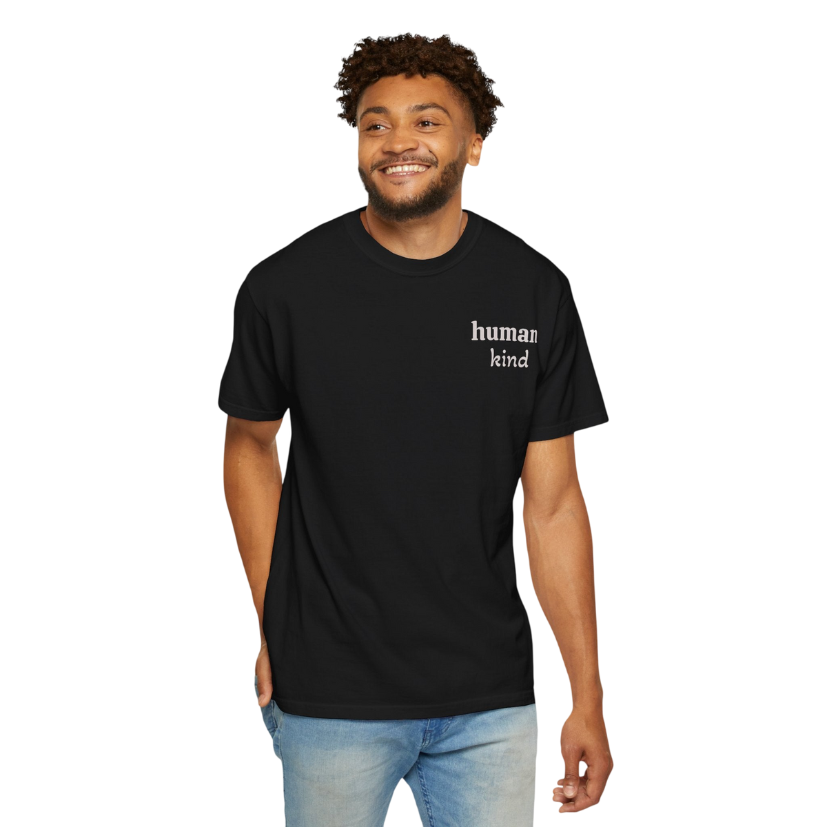 Human Kind Black Graphic T-shirt on Comfort Colors