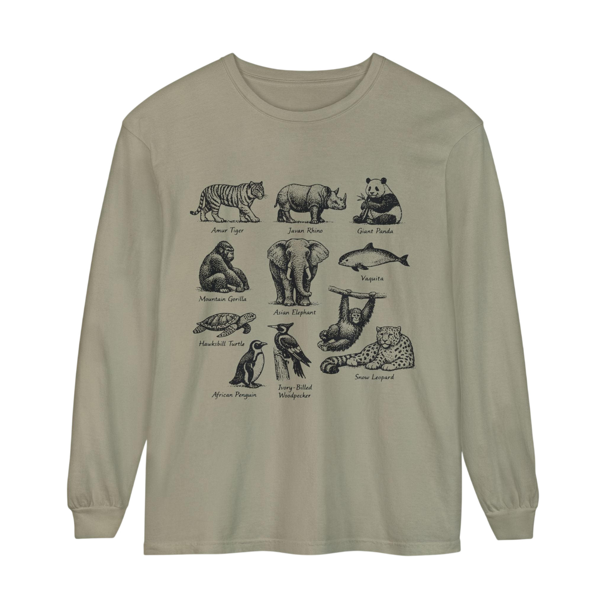 Vintage Illustrated Animals Long Sleeve Tee
