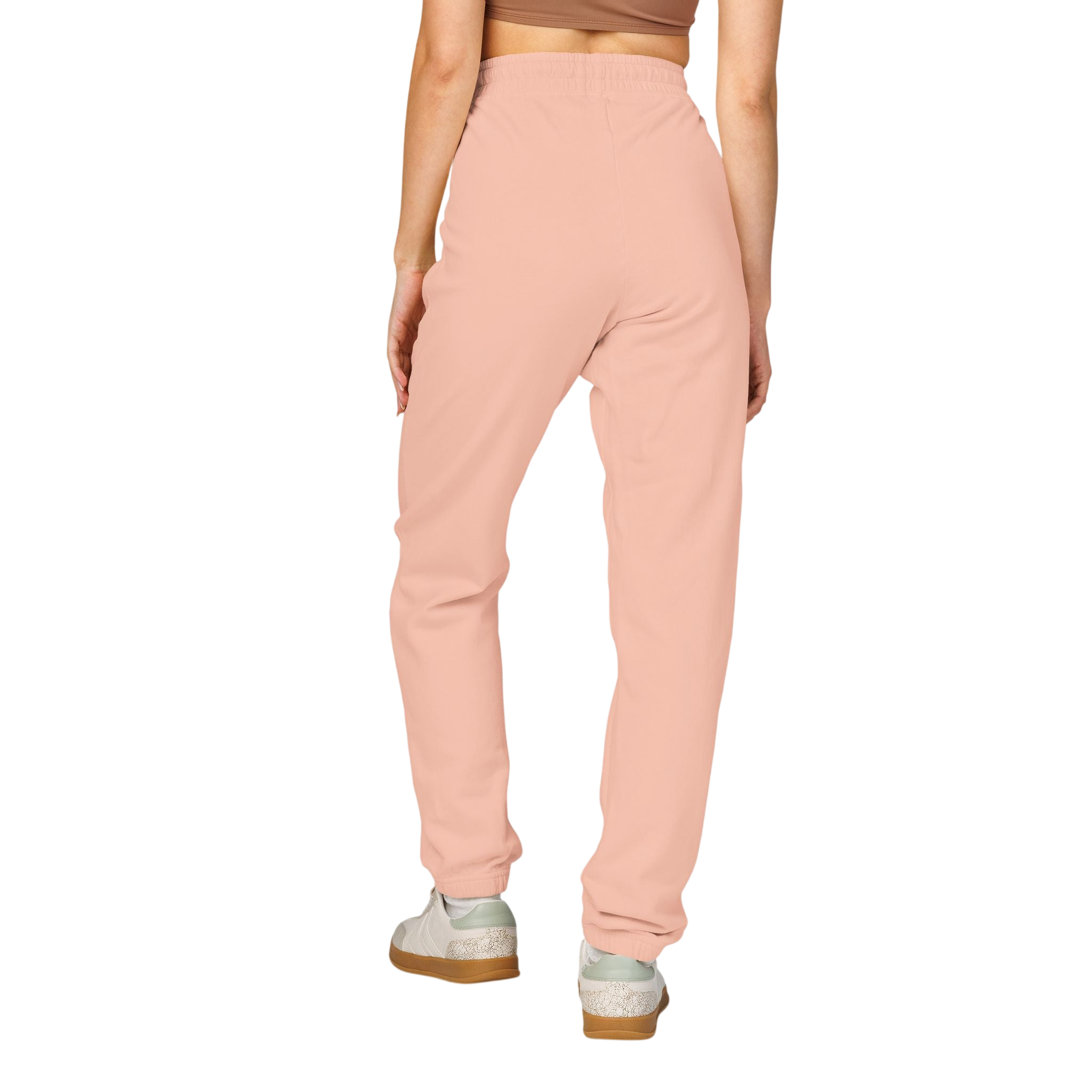 Rose Pink Fleece Sweatpants with Embroidered Whale Tail Logo — Cozy Casual Lounge Joggers