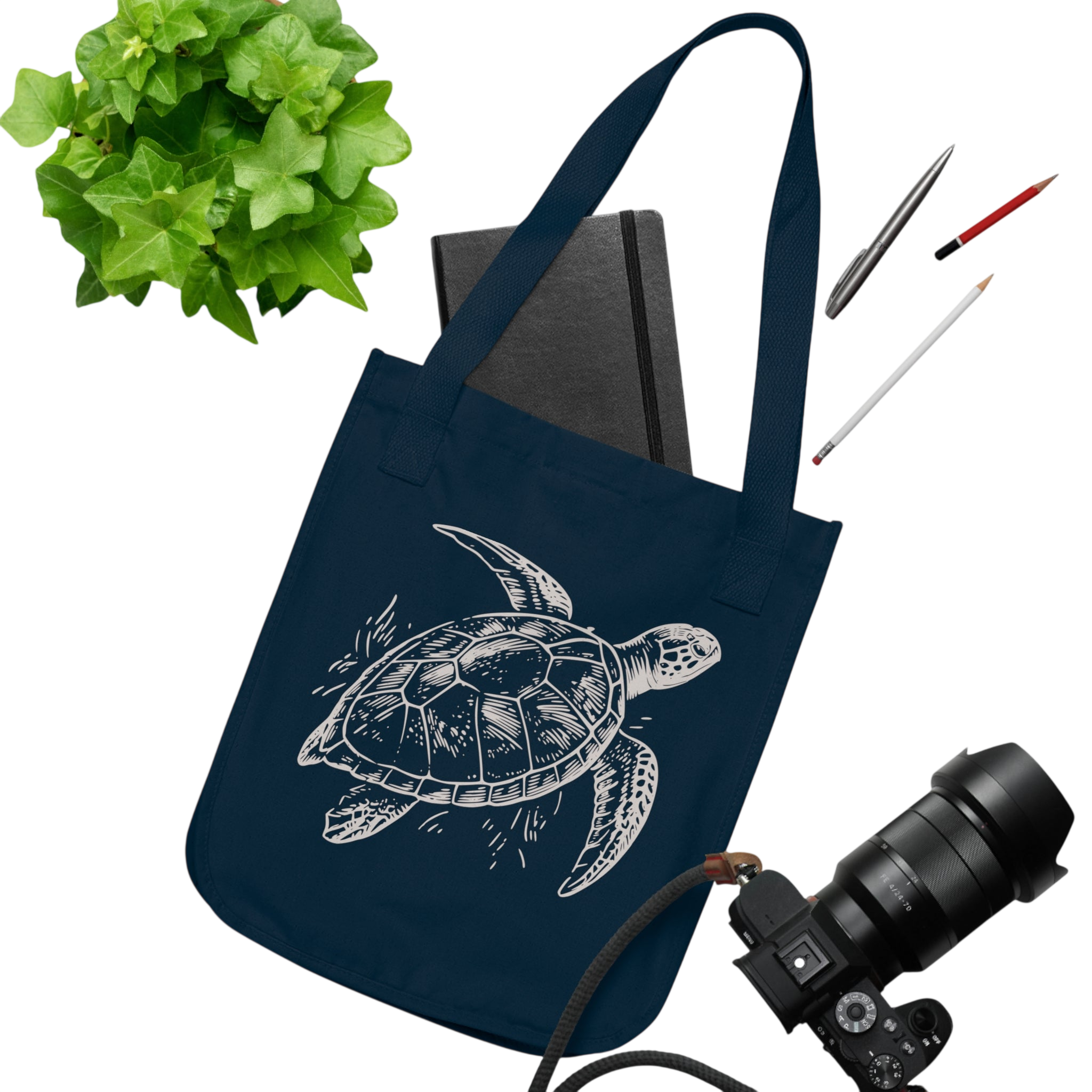 Sea Turtle Canvas Tote — Organic Ocean Neighbors Bag