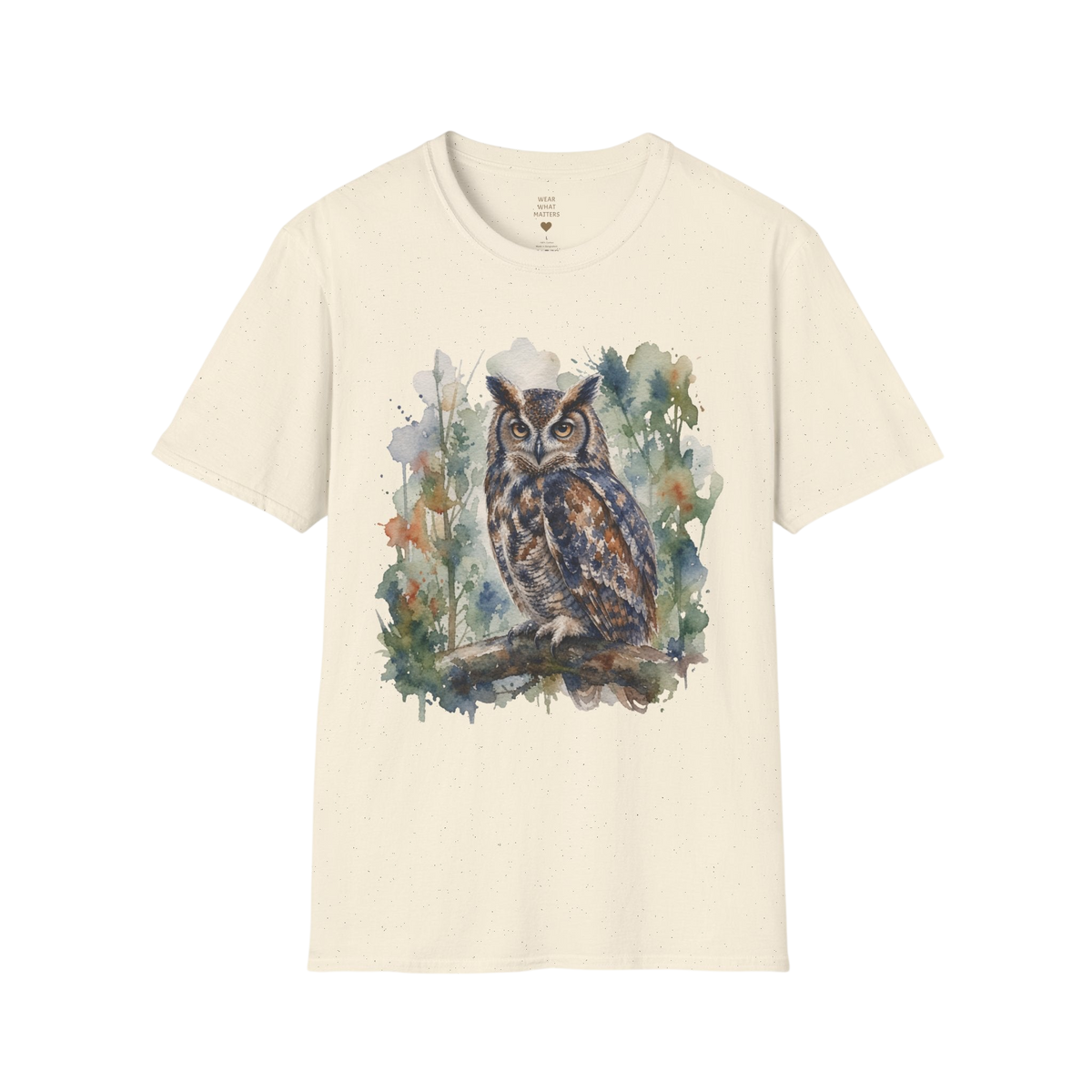 Owl Watercolor T-Shirt — Forest Night Bird Art Tee