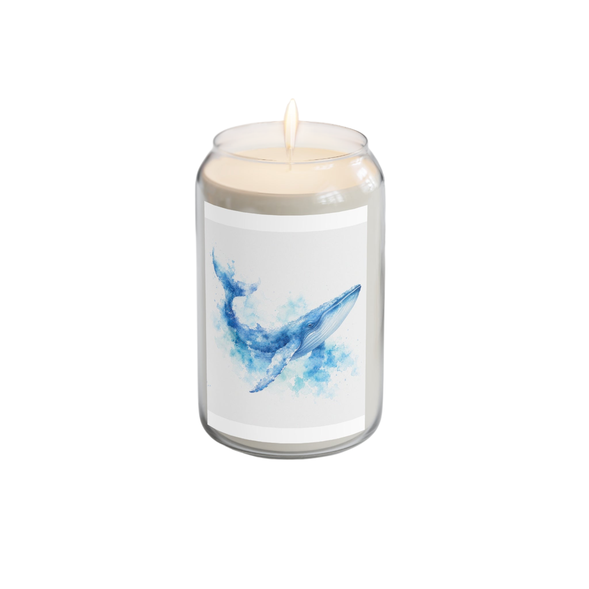 Whale Watercolor Soy Candle — 13.75 oz Scented Jar