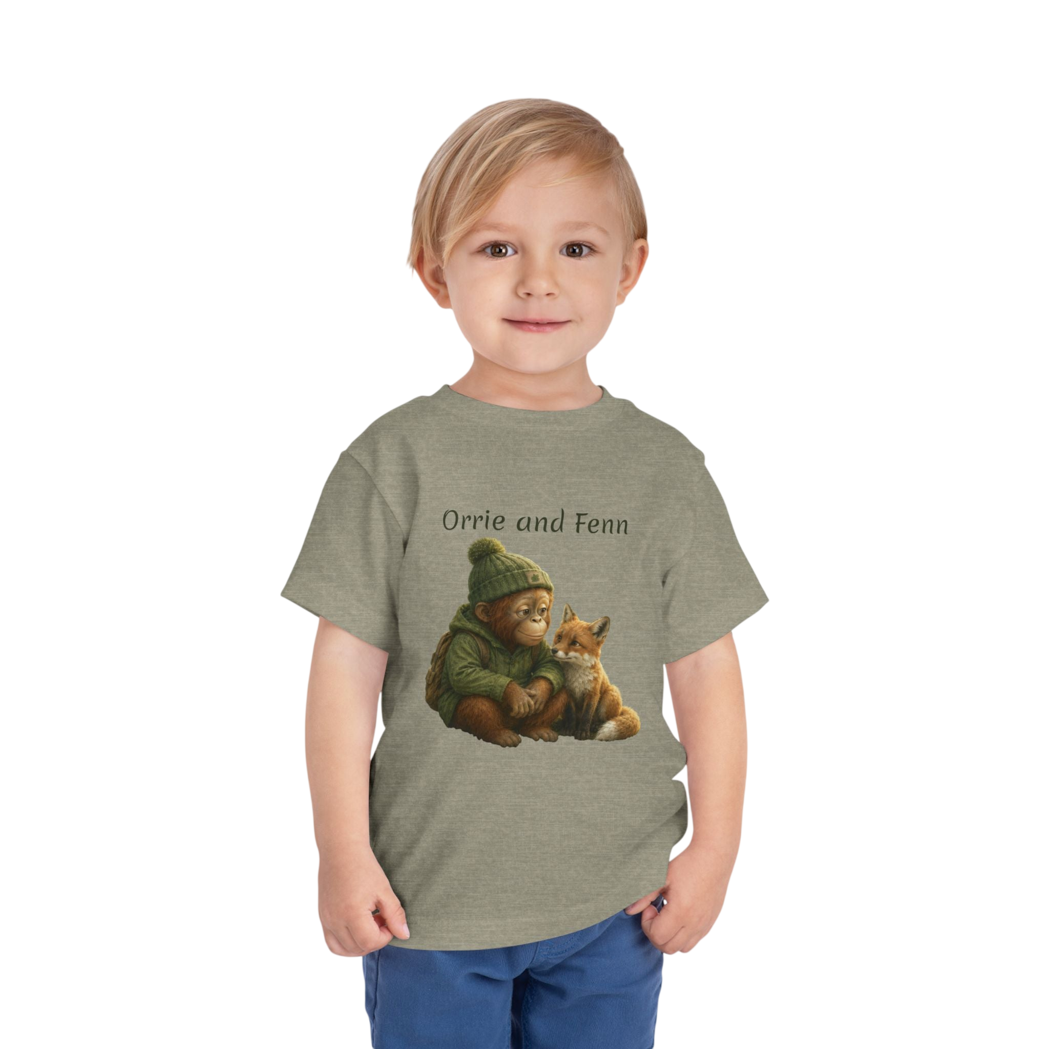 Toddler Tee — 'Orrie and Fenn' Cozy Woodland Fox & Orangutan Illustration