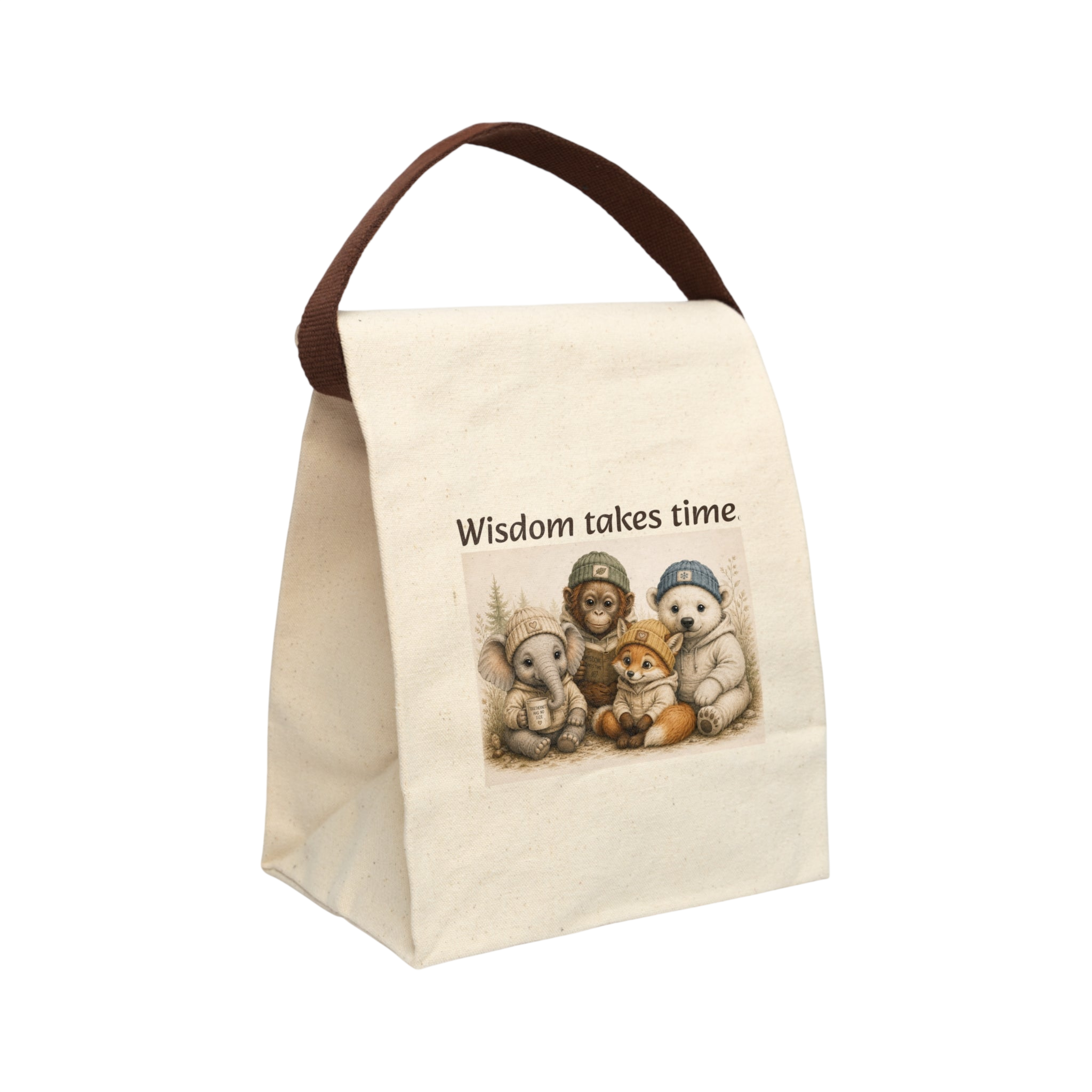 Canvas Lunch Bag — "Wisdom Takes Time" Orrie and Friends Lunch Tote