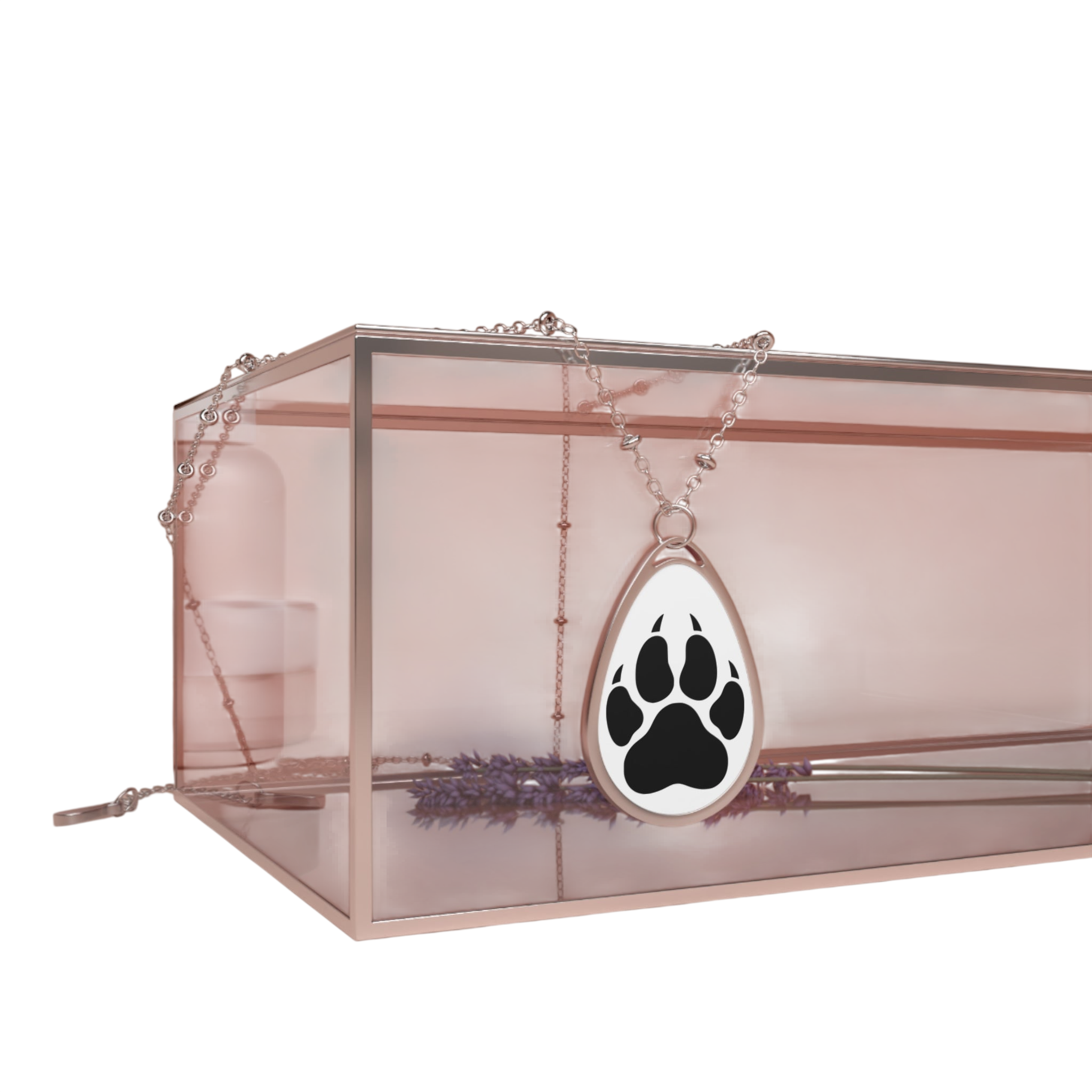 Oval Paw Print Necklace — Sterling Teardrop Pendant