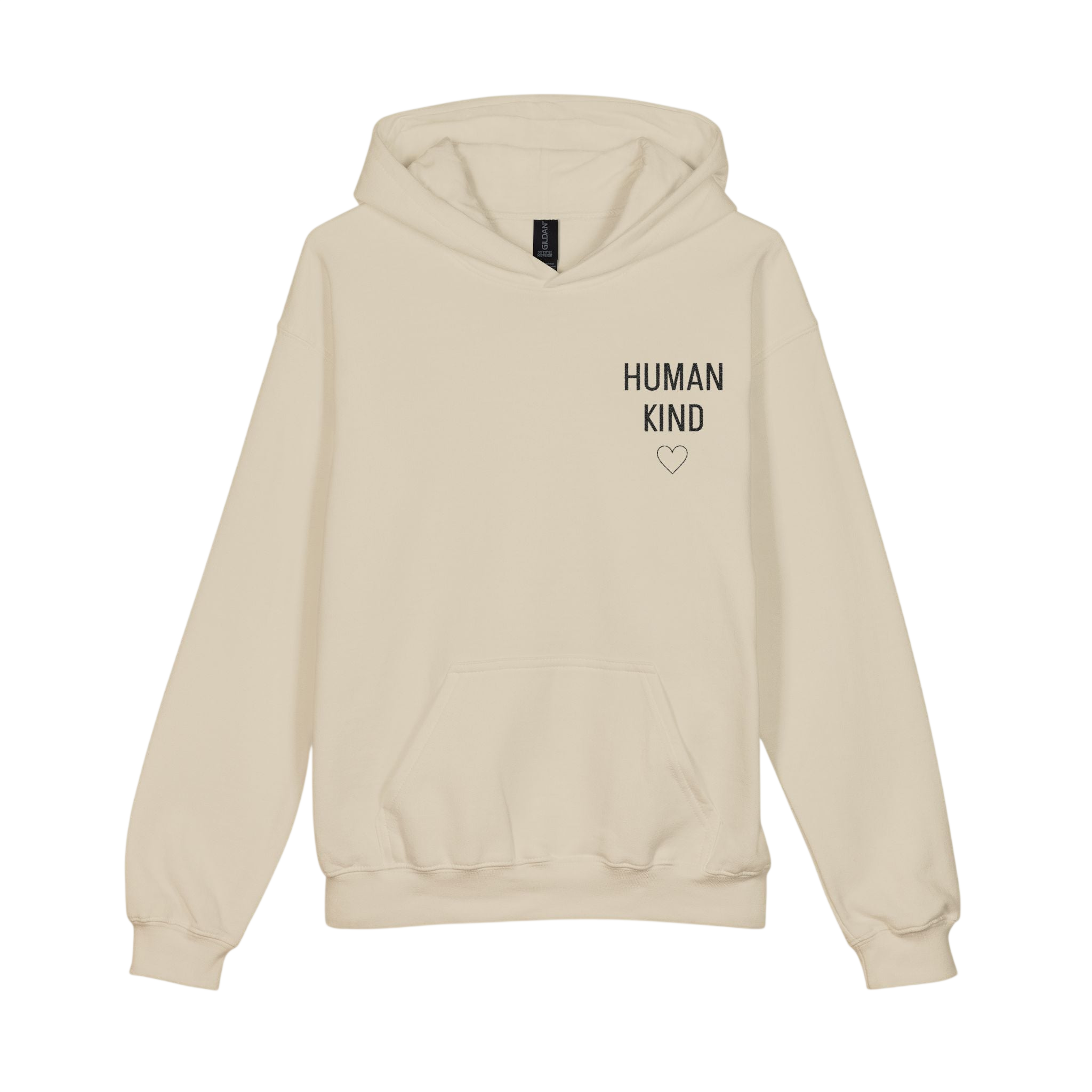 Orrie’s Hoodie — "Human Kind" Minimal Heart Graphic