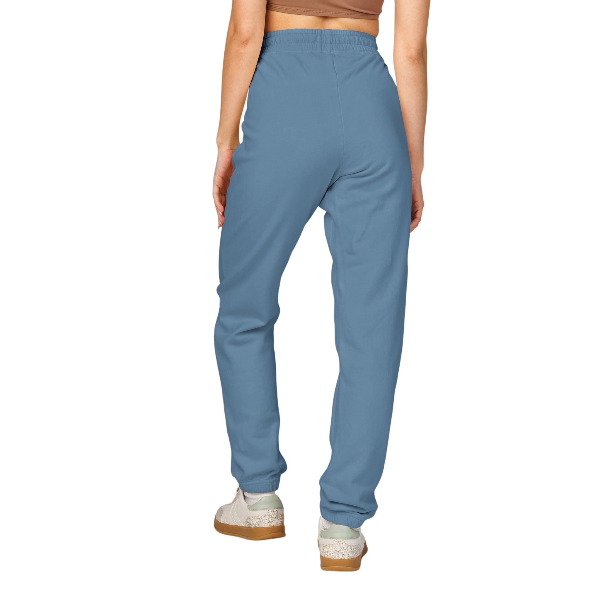 Fleece Sweatpants with EmbroideredWhale Tail Pocket Print — Cozy Garment-Dyed Joggers