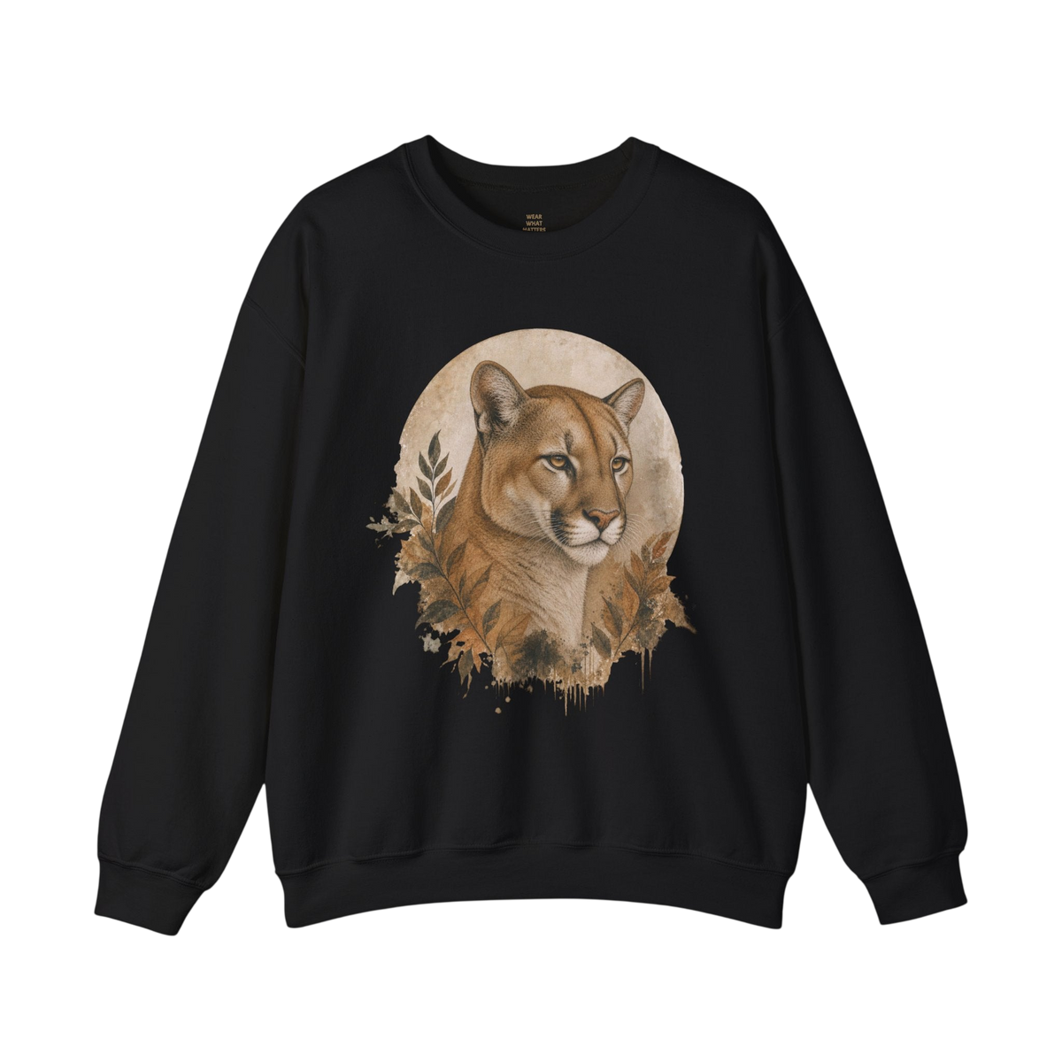 Cougar Big Cat Black Crewneck Sweatshirt