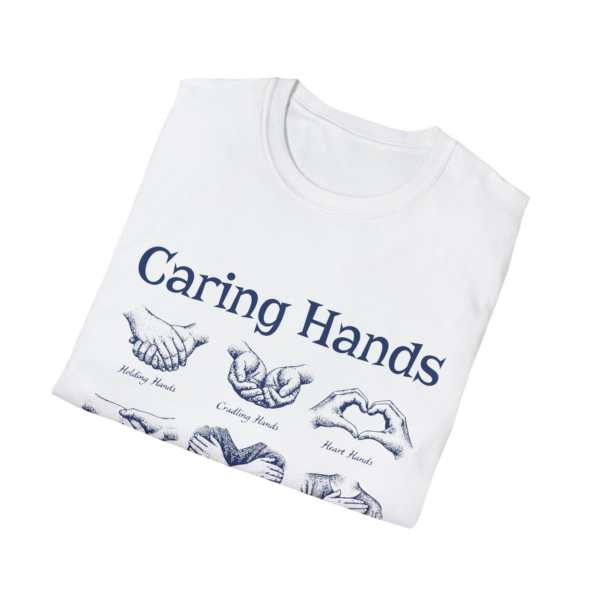 Caring Hands Illustration T-Shirt — Compassionate Hand Sign Designs