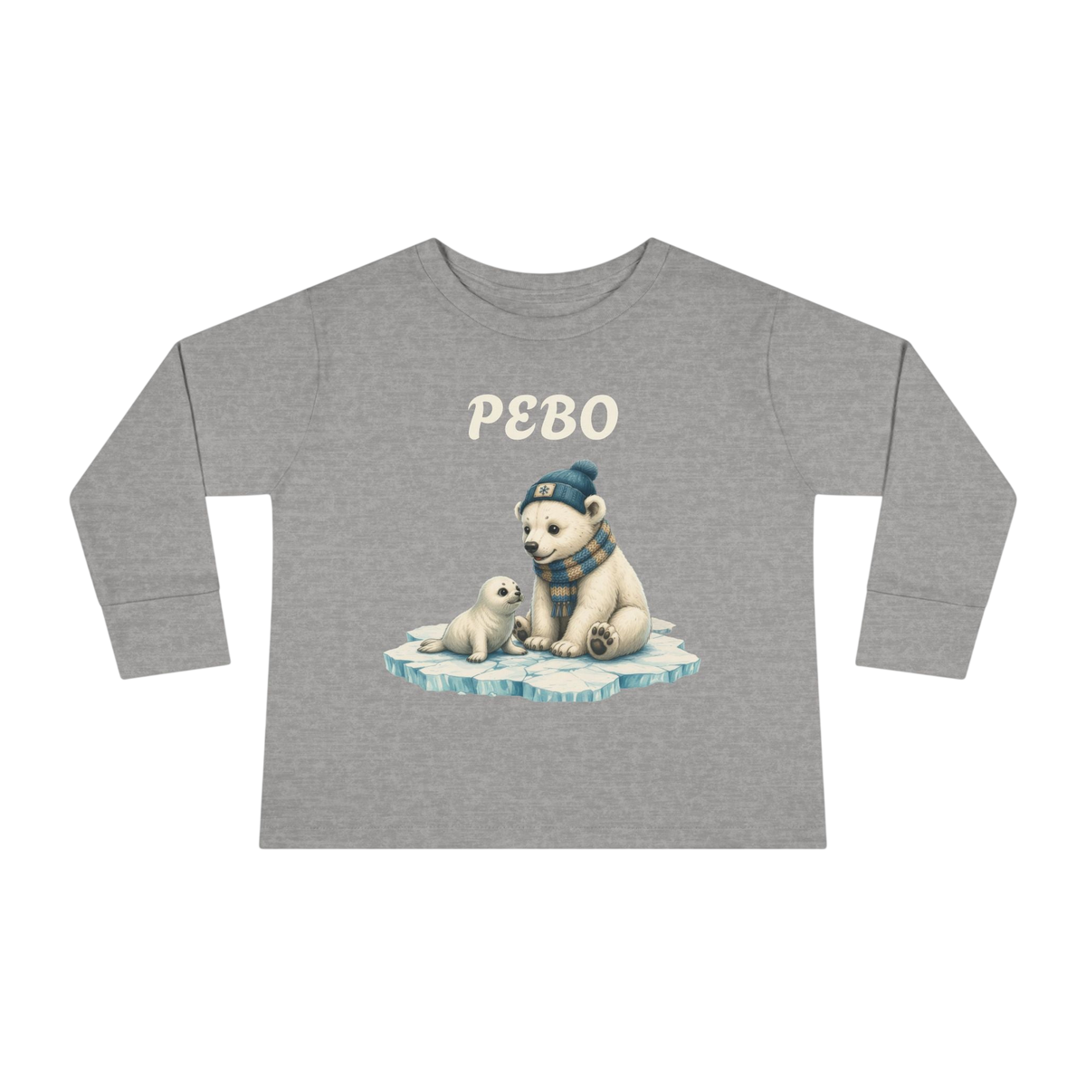Toddler Long Sleeve Tee — Cozy Polar Bear & Seal Winter Shirt ("PEBO" Design)