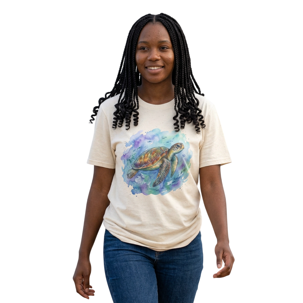 Sea Turtle Watercolor Graphic T-Shirt on 100% cotton
