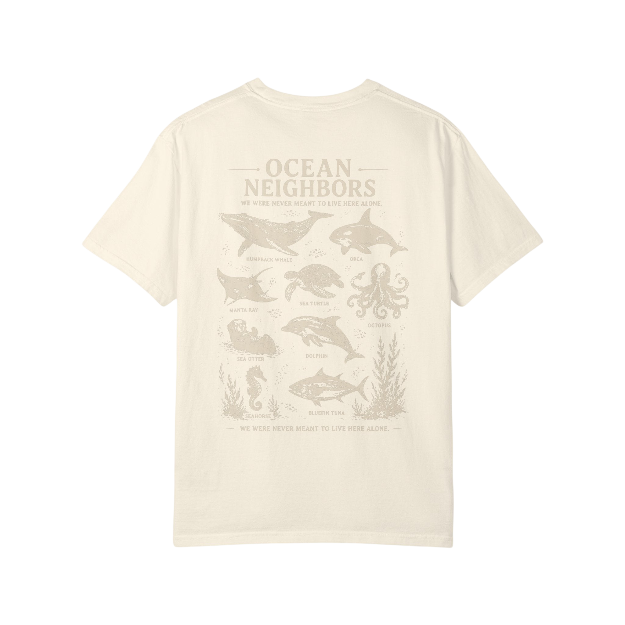 Ocean Neighbors Tan Graphic T-Shirt on Comfort Colors