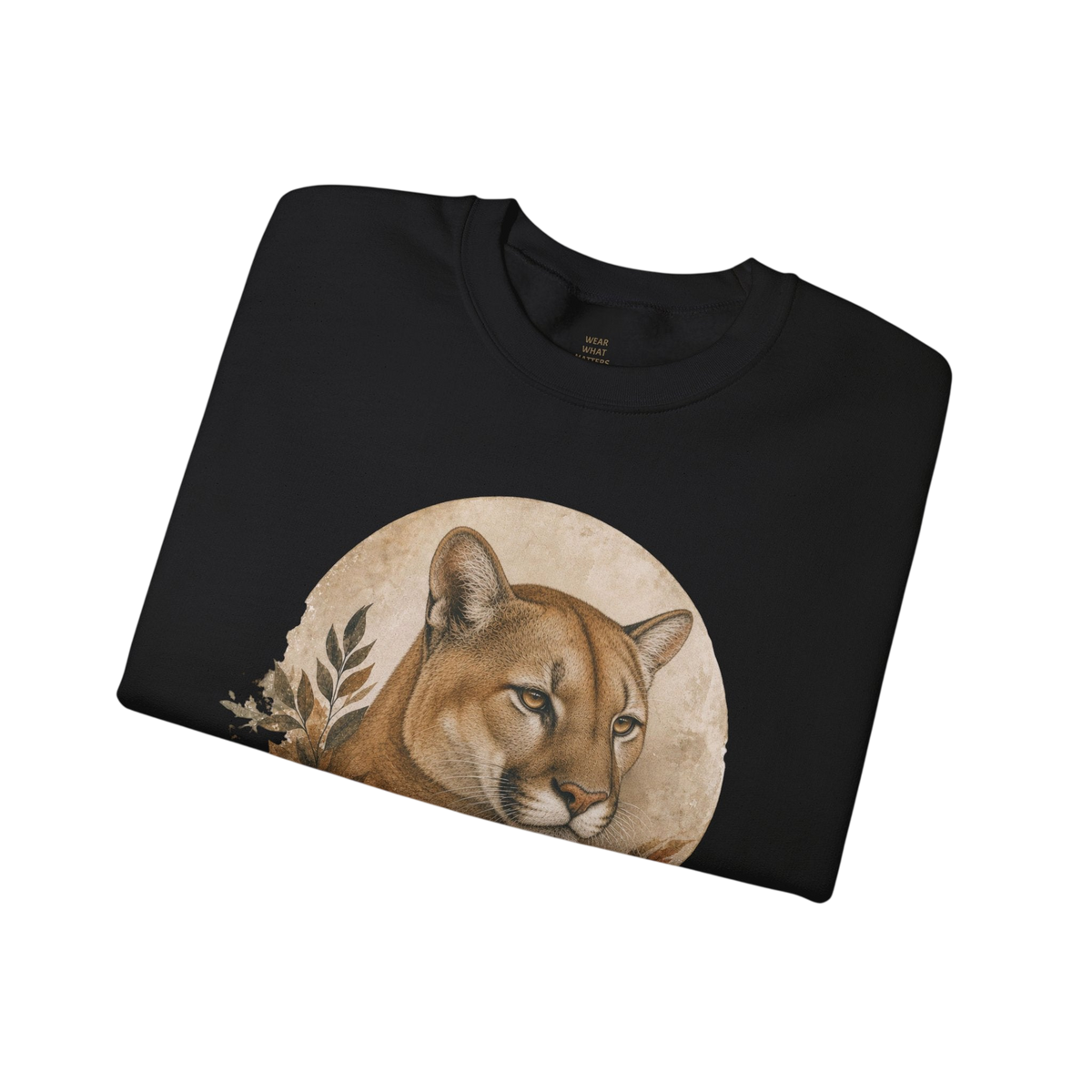 Cougar Big Cat Black Crewneck Sweatshirt