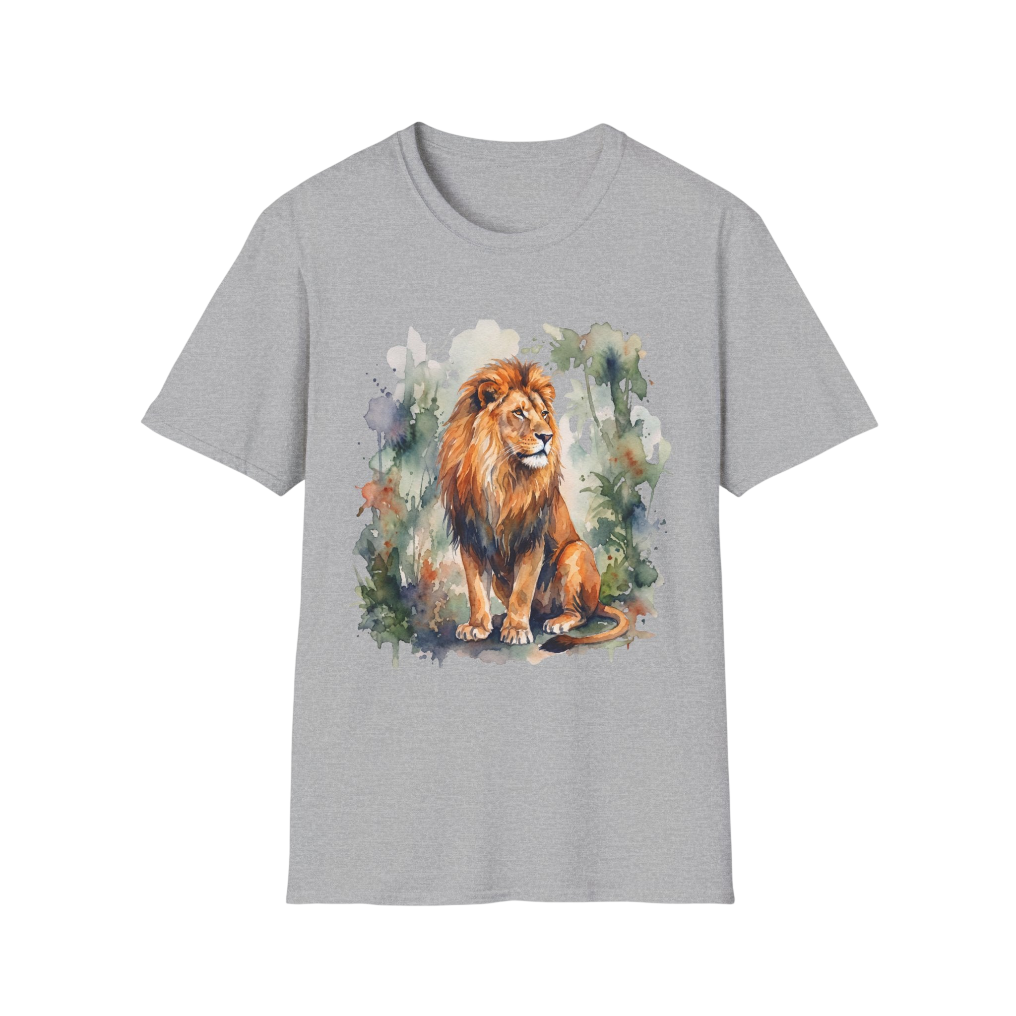 Lion Watercolor T‑Shirt — Gildan Majestic Lion Art Tee
