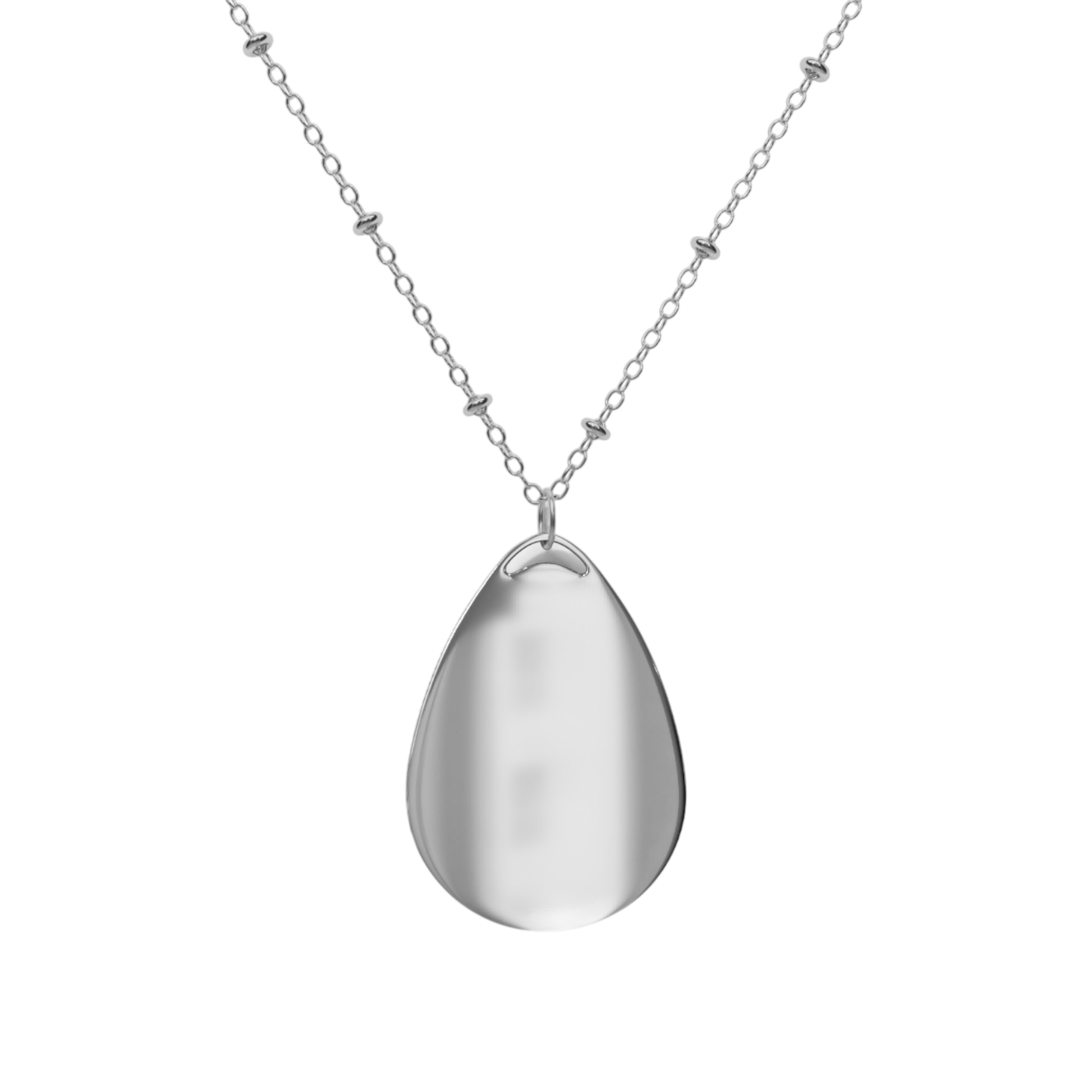 Oval Paw Print Necklace — Sterling Teardrop Pendant