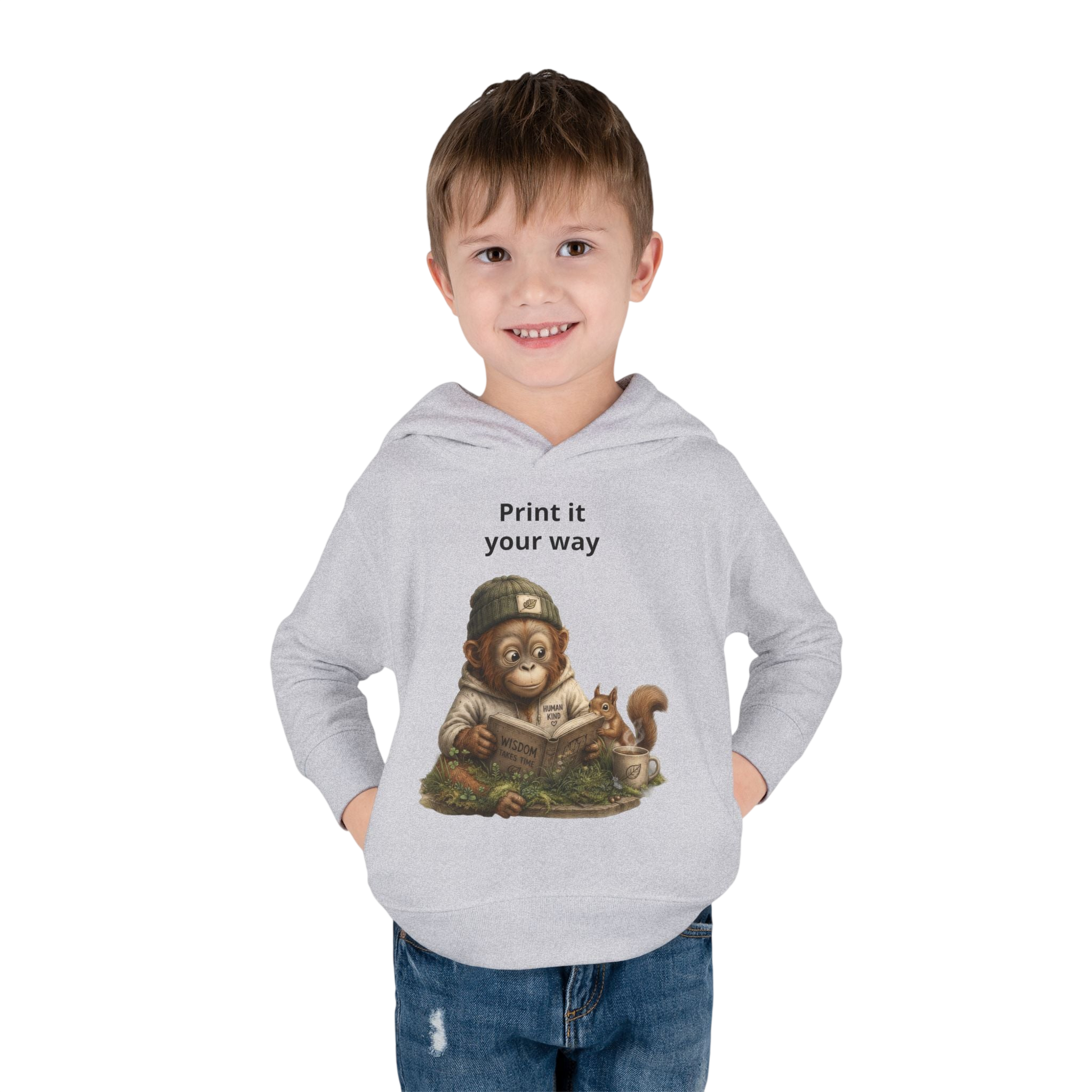 Toddler Hoodie — Cozy Orrie with Squirrel Illustration