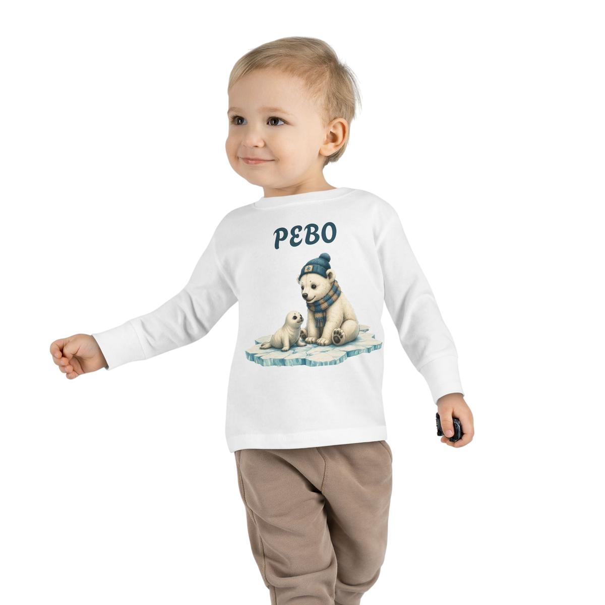 Toddler Long Sleeve Tee — Cozy Polar Bear & Seal Winter Shirt ("PEBO" Design)