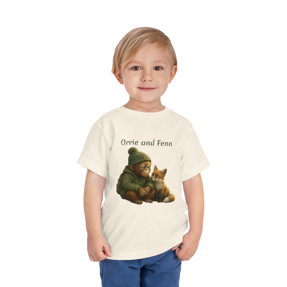 Toddler Tee — 'Orrie and Fenn' Cozy Woodland Fox & Orangutan Illustration