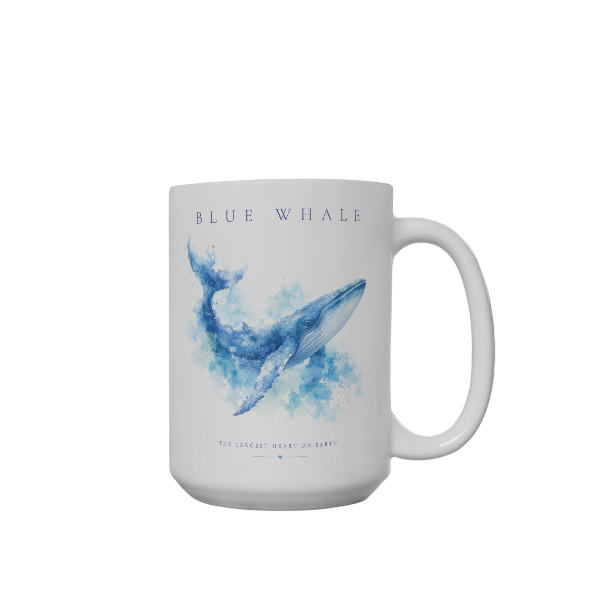 Blue Whale 15oz Mug - Watercolor Ocean Animal Coffee Cup