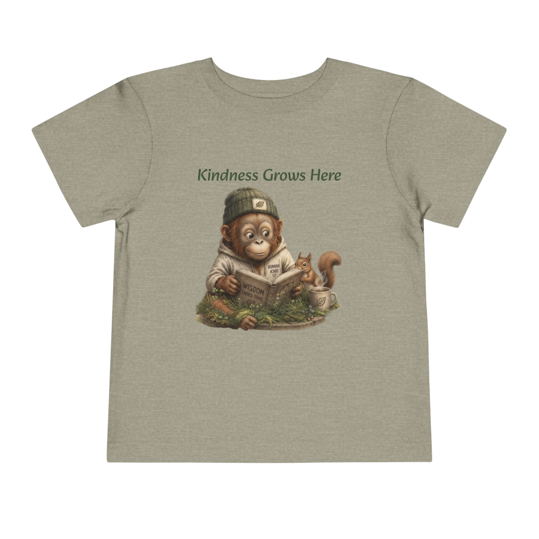 Toddler Tee — "Kindness Grows Here" Orrie and Squirrel Reading Shirt