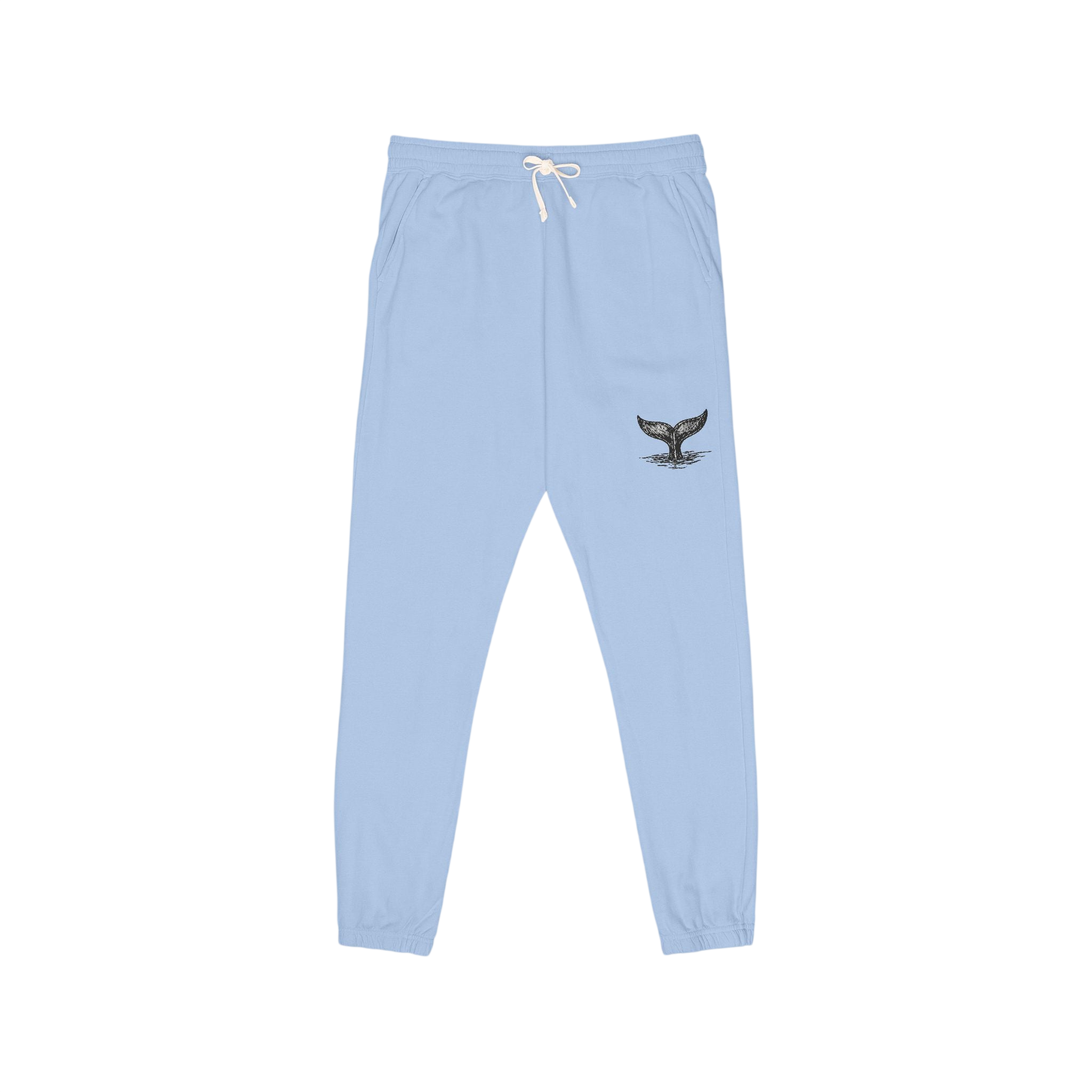 Whale Tail Embroidered Sweatpants — Garment-Dyed Fleece Joggers