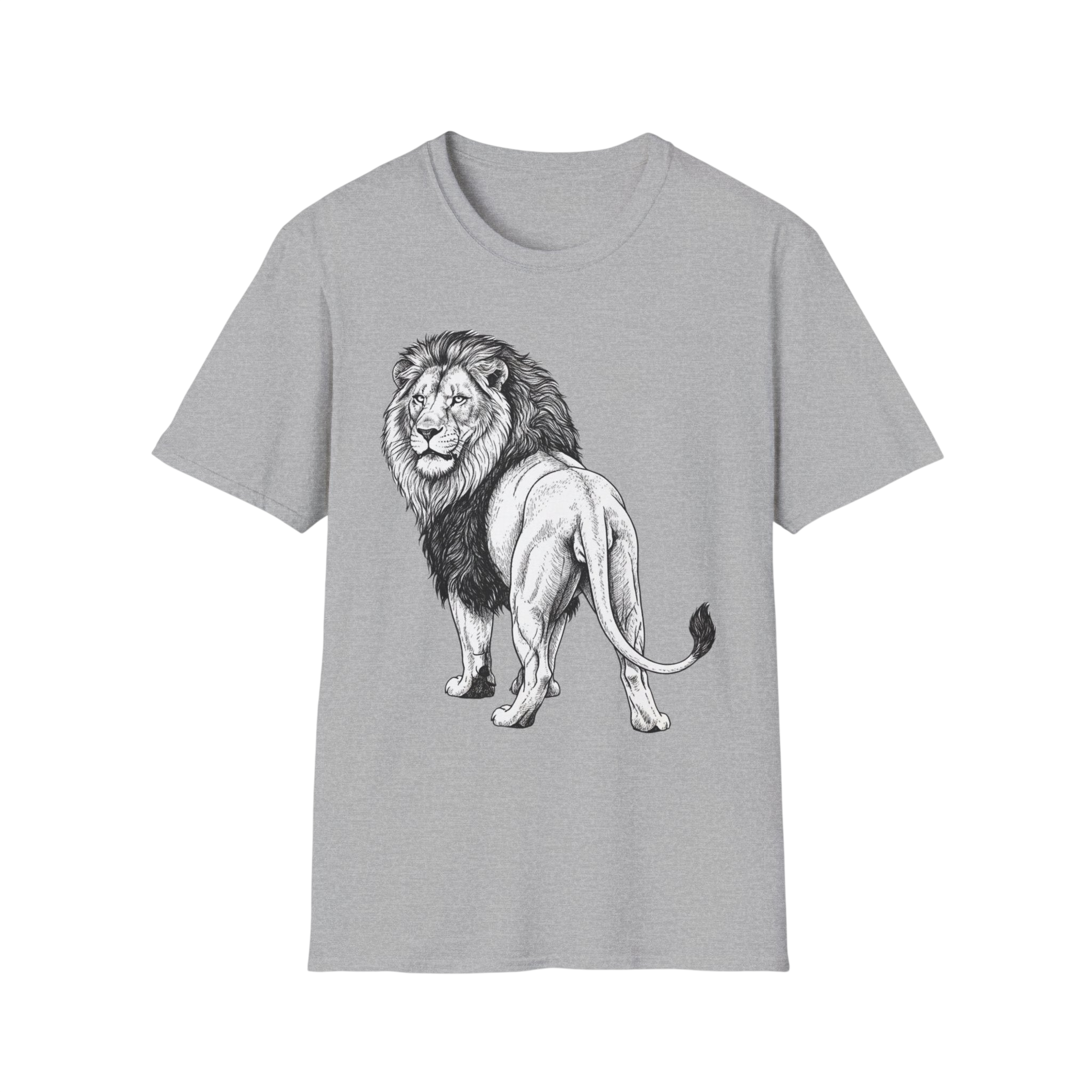 Lion Sketch T-Shirt — Detailed Black & White Lion Illustration Tee