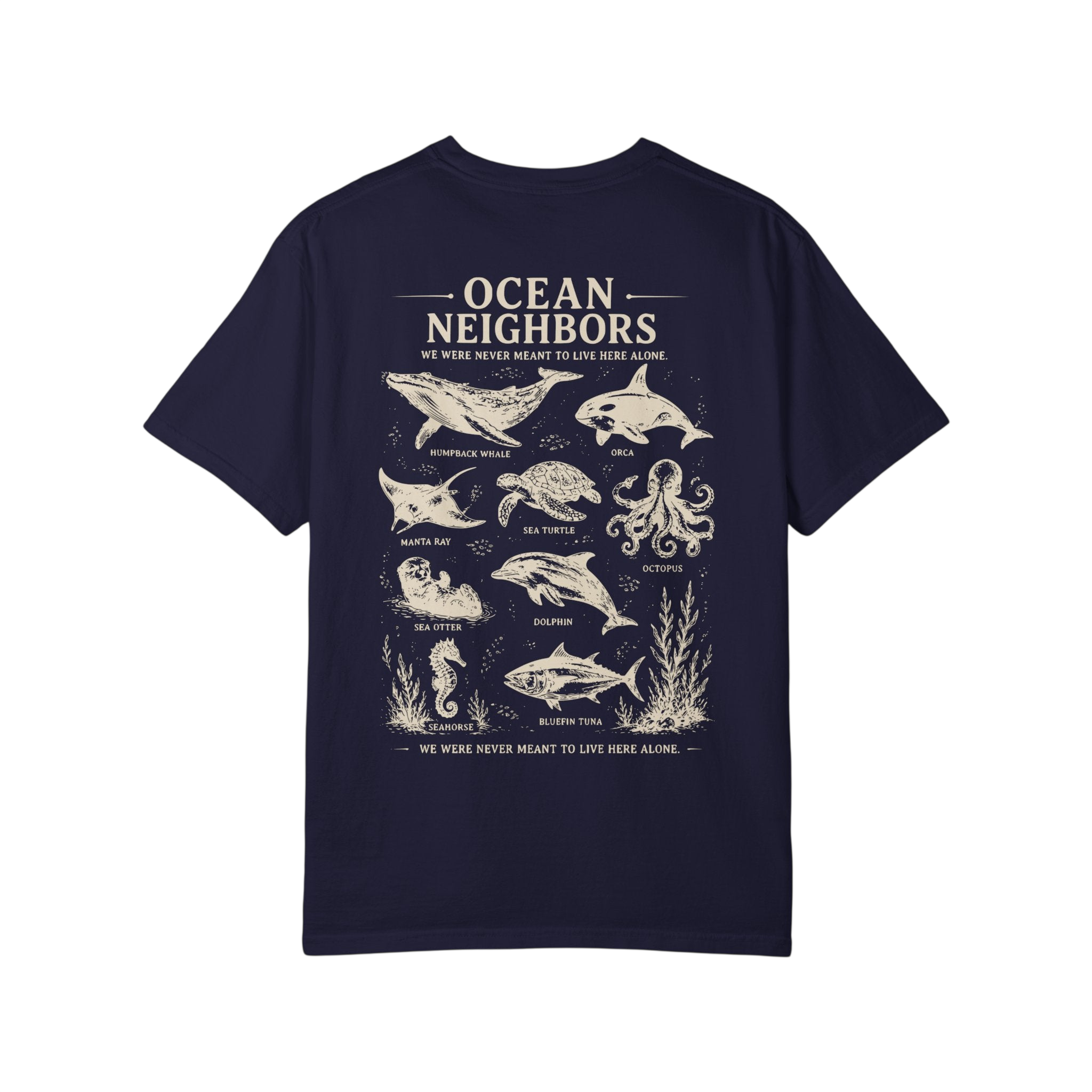 Ocean Neighbors Tan Graphic T-Shirt on Comfort Colors