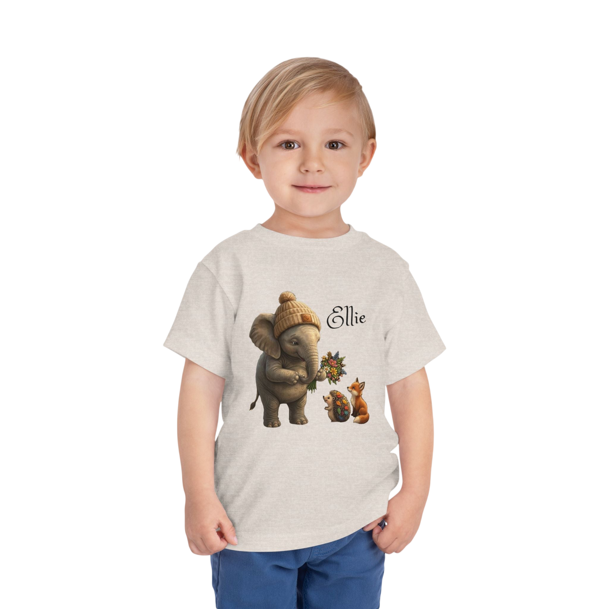 Toddler Tee — Ellie Elephant with fox & porcupine