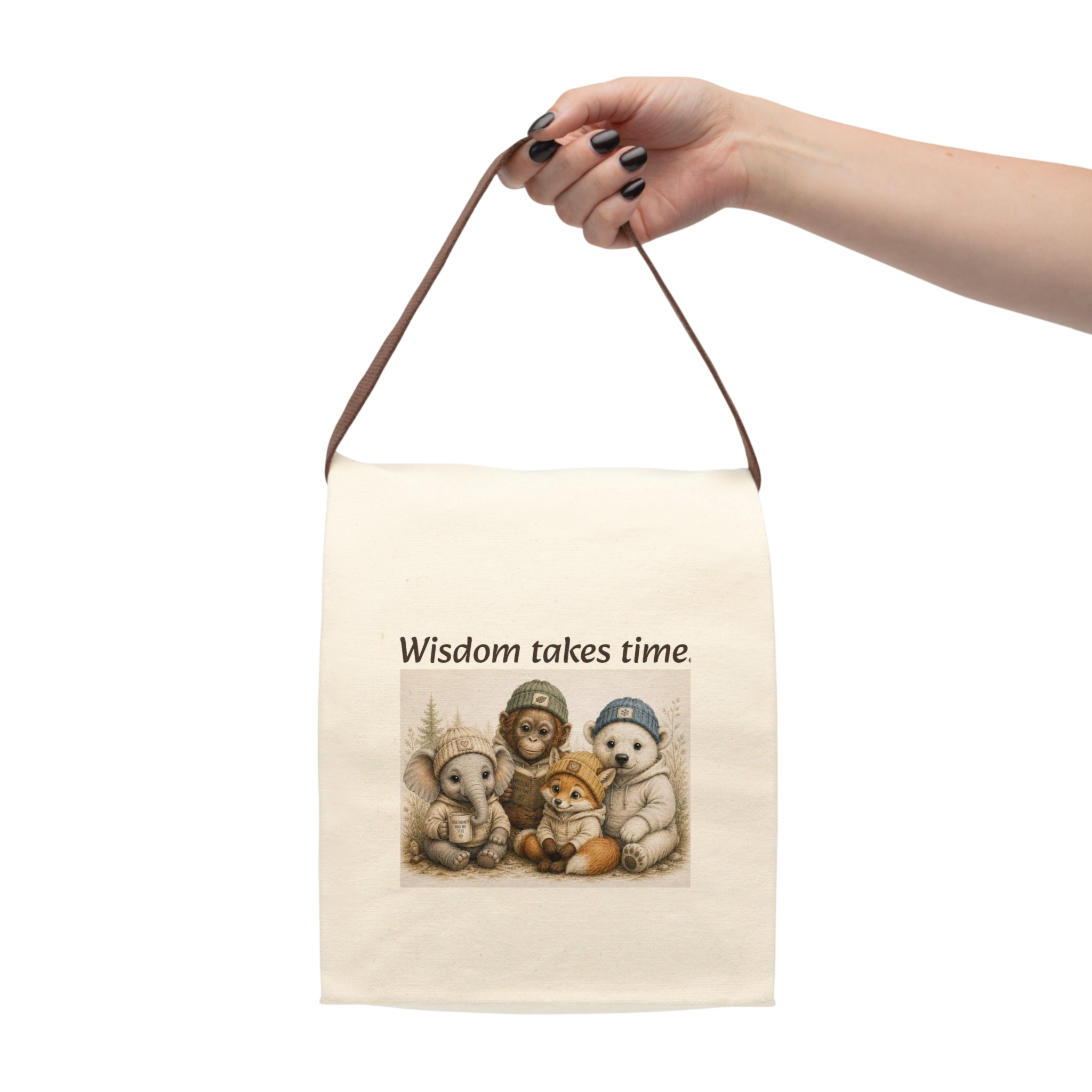 Canvas Lunch Bag — "Wisdom Takes Time" Orrie and Friends Lunch Tote