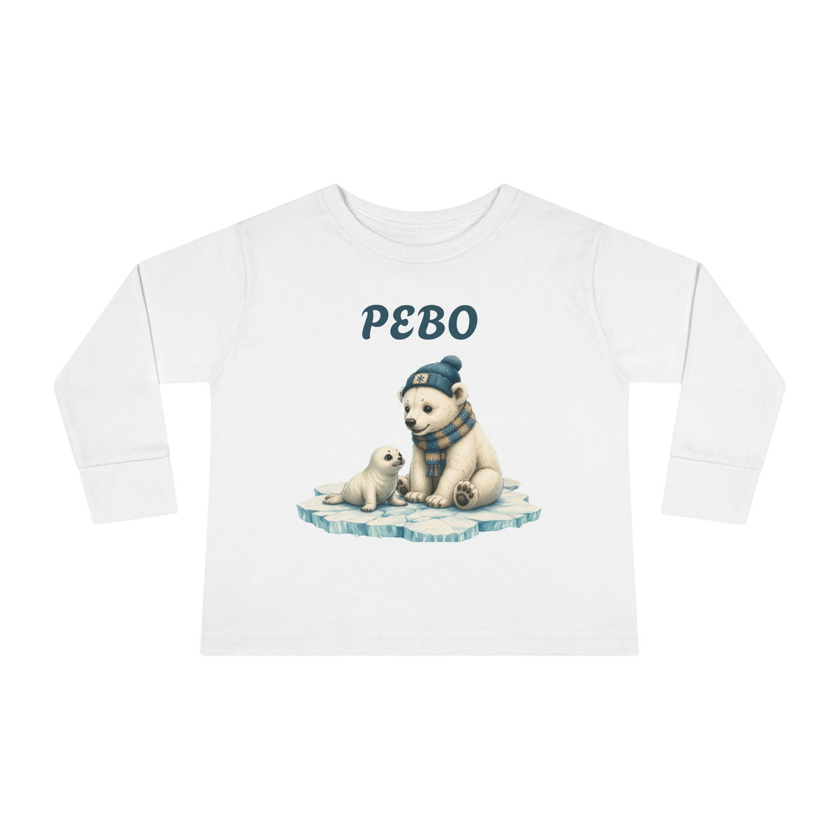 Toddler Long Sleeve Tee — Cozy Polar Bear & Seal Winter Shirt ("PEBO" Design)