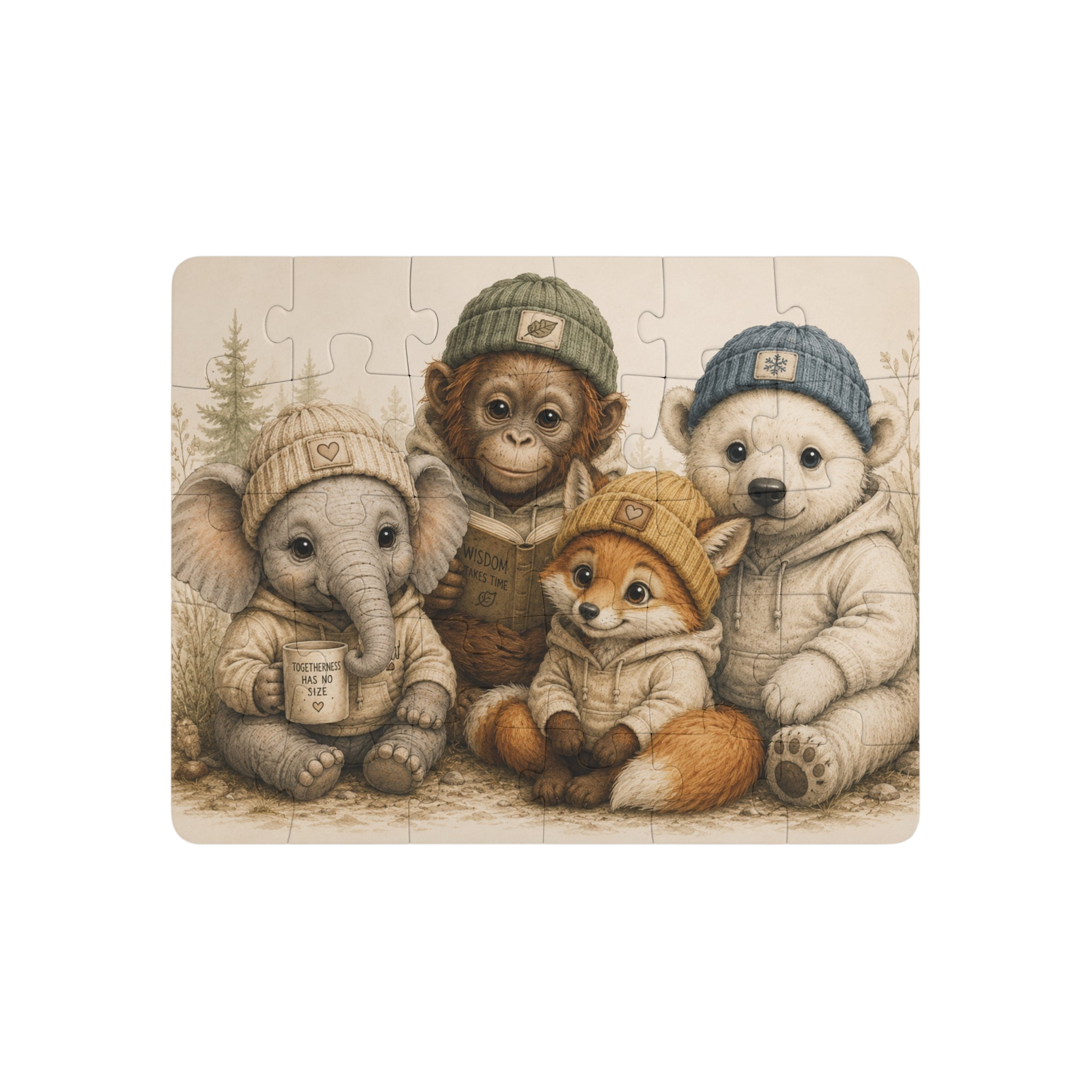 Orrie and  Friends 30-Piece Kids' Puzzle – Cute Baby Animals in Knit Hats