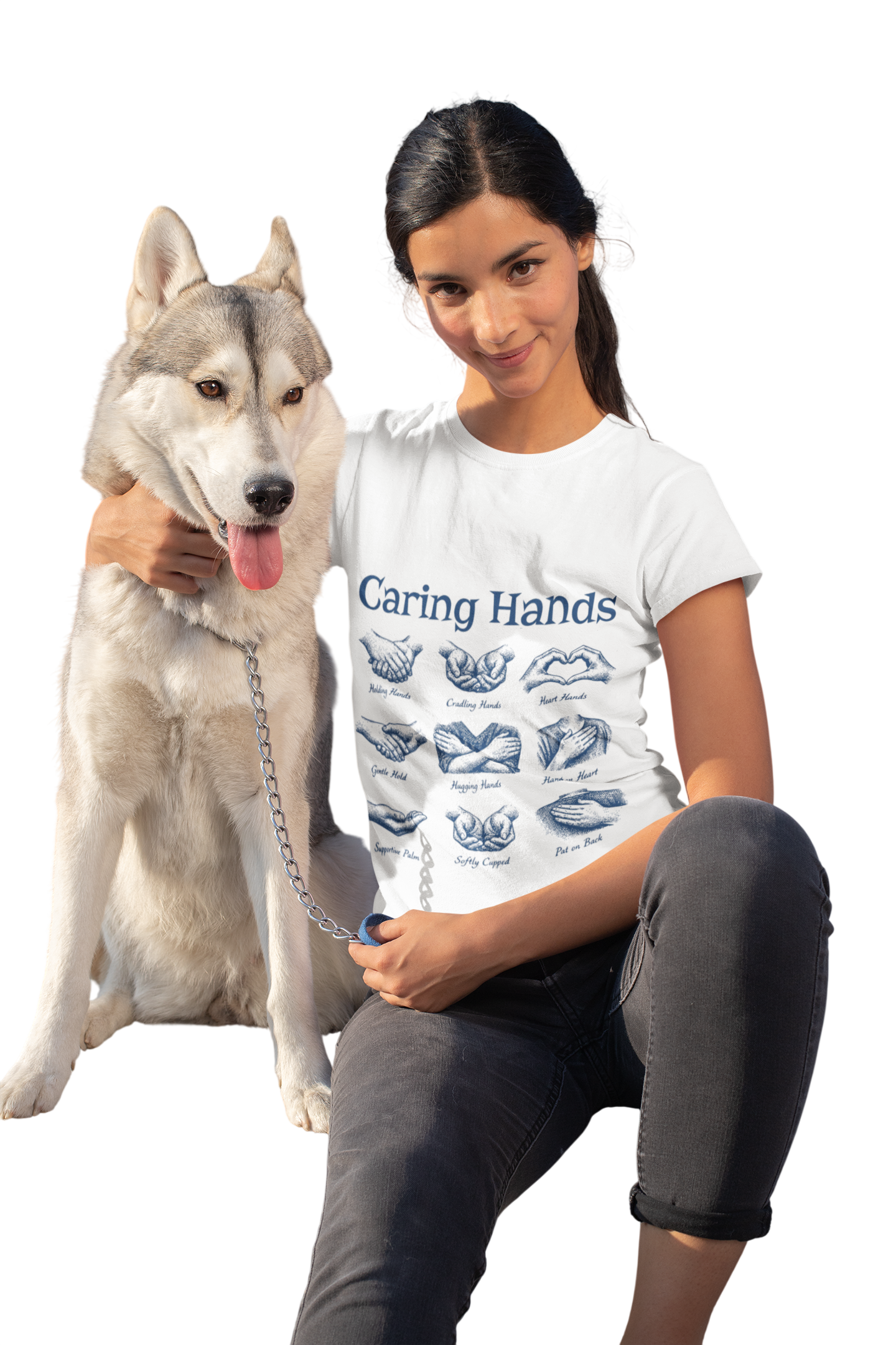 Caring Hands Illustration T-Shirt — Compassionate Hand Sign Designs