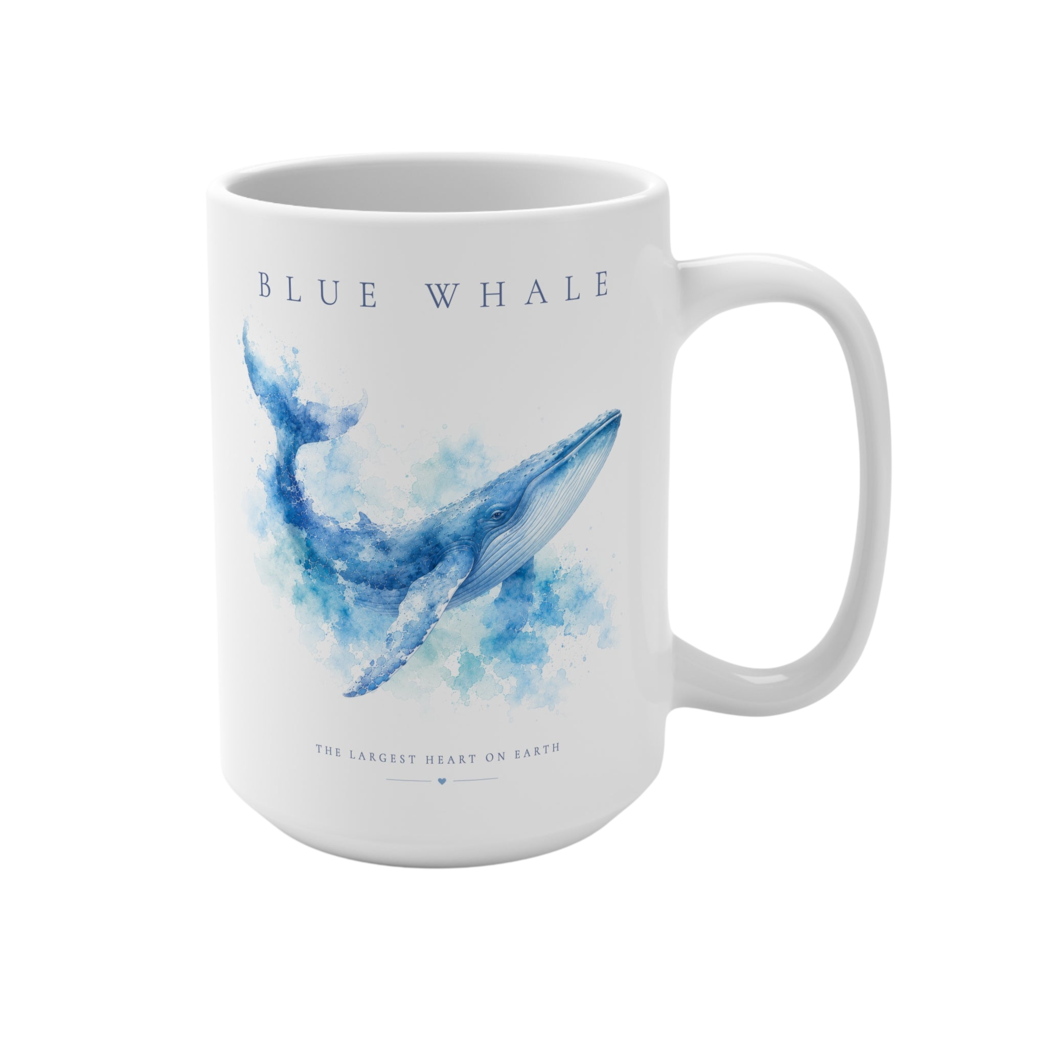 Blue Whale 15oz Mug - Watercolor Ocean Animal Coffee Cup