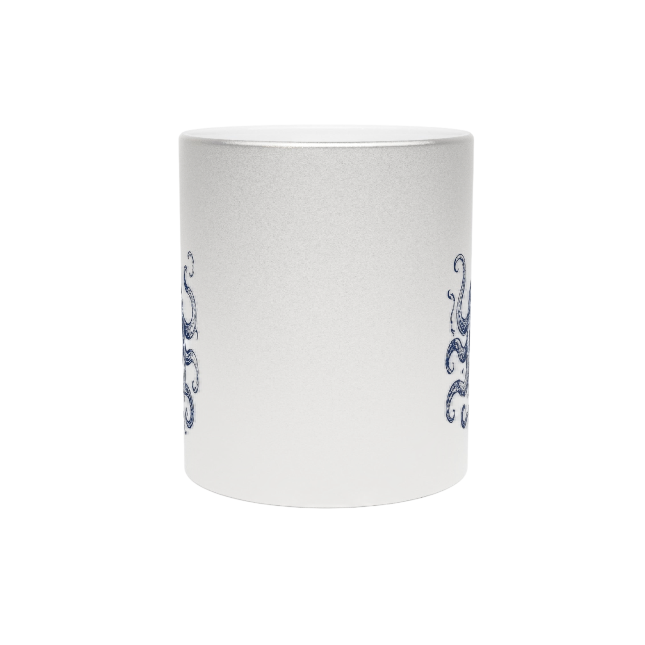 Metallic Octopus Ocean Neighbors Mug — Silver Shimmer Coffee Cup