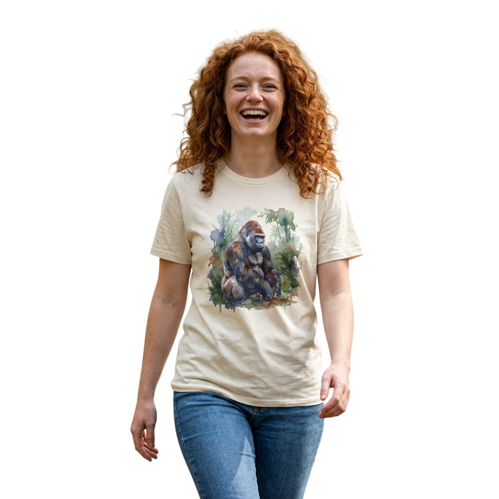 Gorilla Watercolor Graphic T-Shirt on 100% cotton