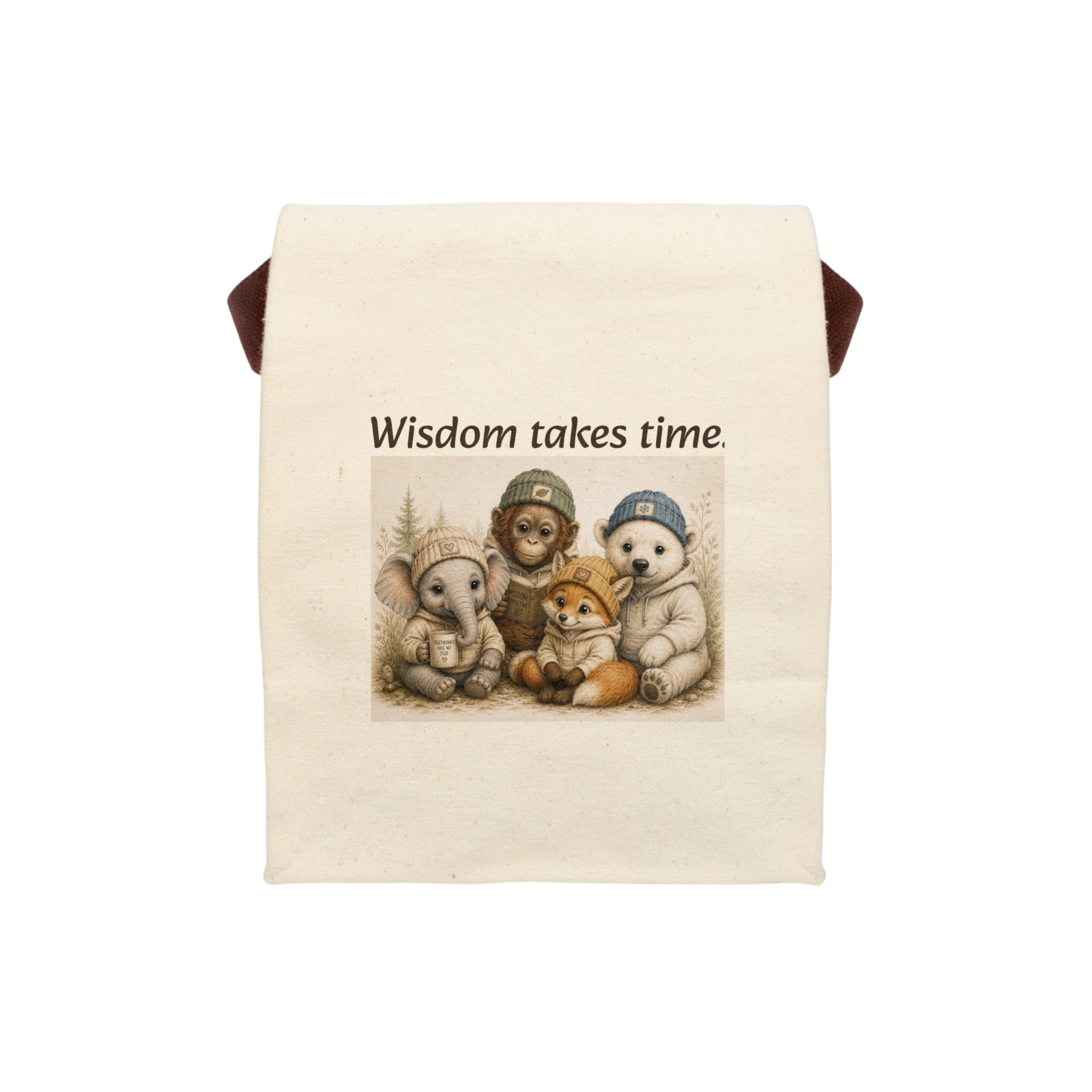 Canvas Lunch Bag — "Wisdom Takes Time" Orrie and Friends Lunch Tote