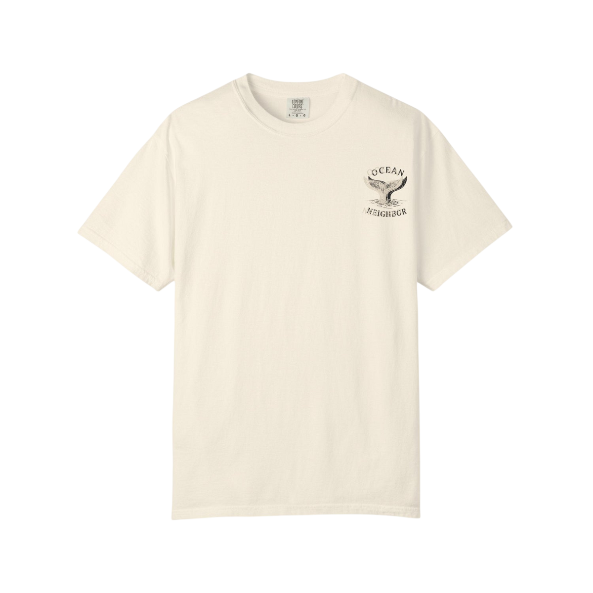 Beige t-shirt with 'ritual' logo on a white background