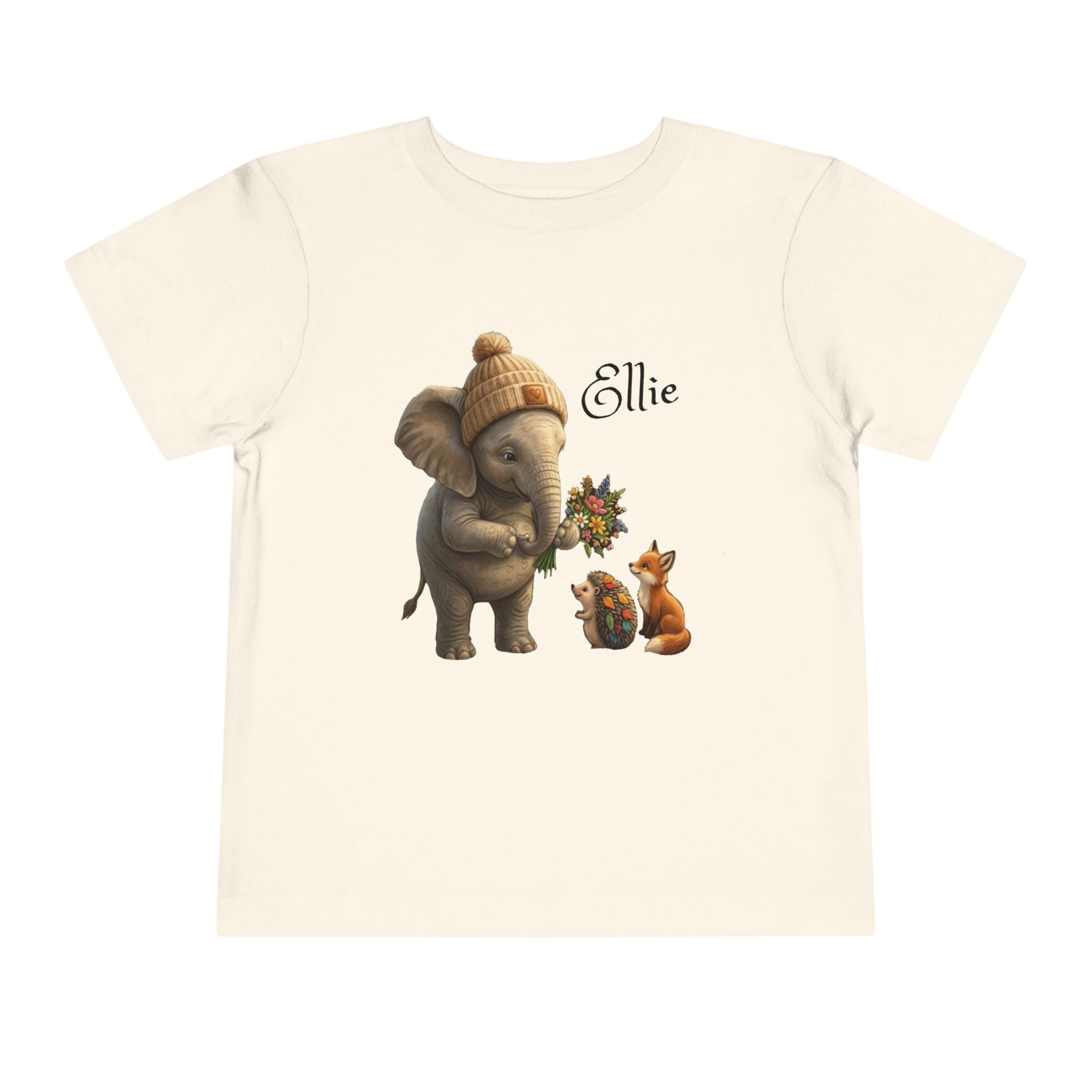 Toddler Tee — Ellie Elephant with fox & porcupine