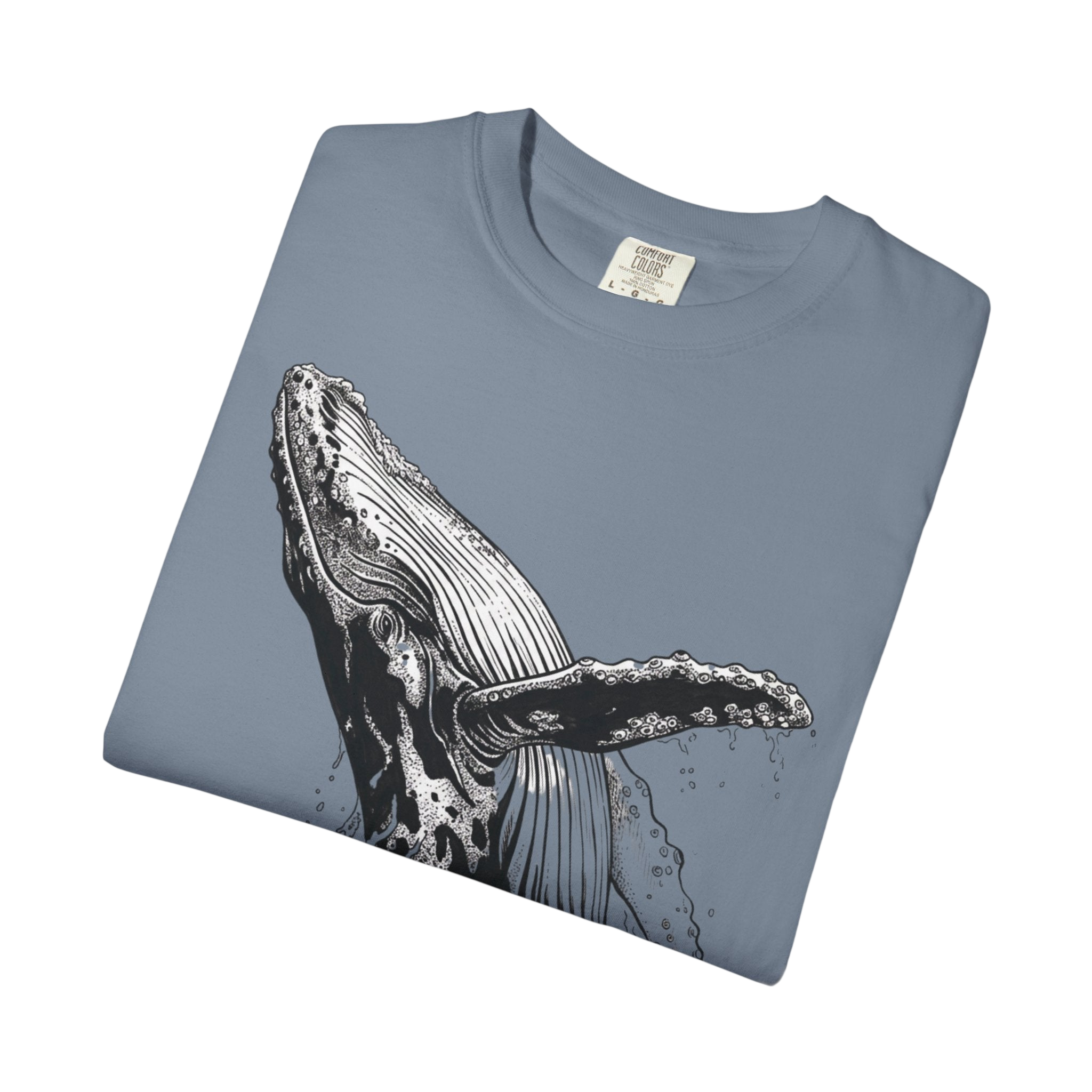 Humpback Whale Blue Graphic T-Shirt on Comfort Colors