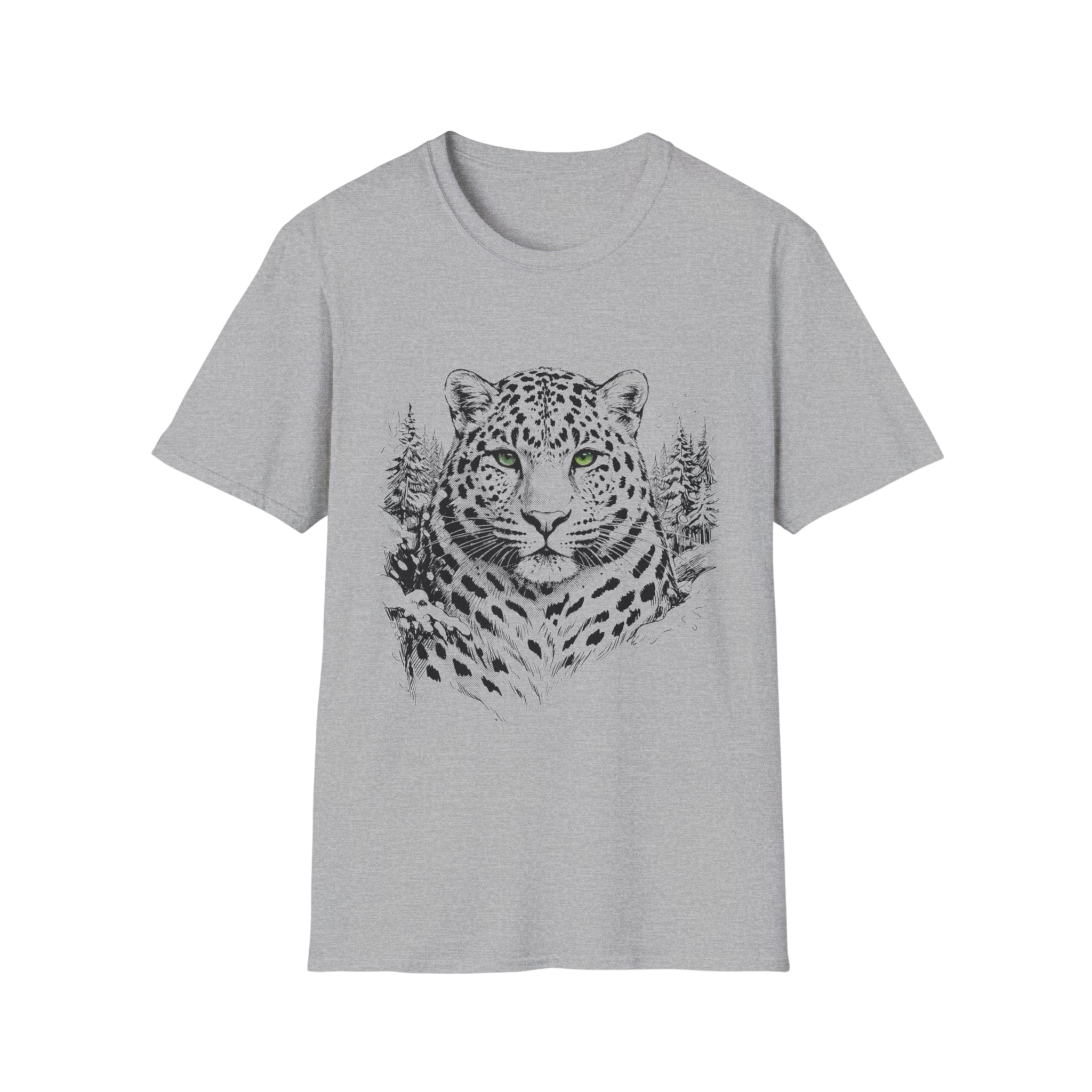Leopard Portrait T-Shirt — Striking Green-Eyed Big Cat Graphic Tee